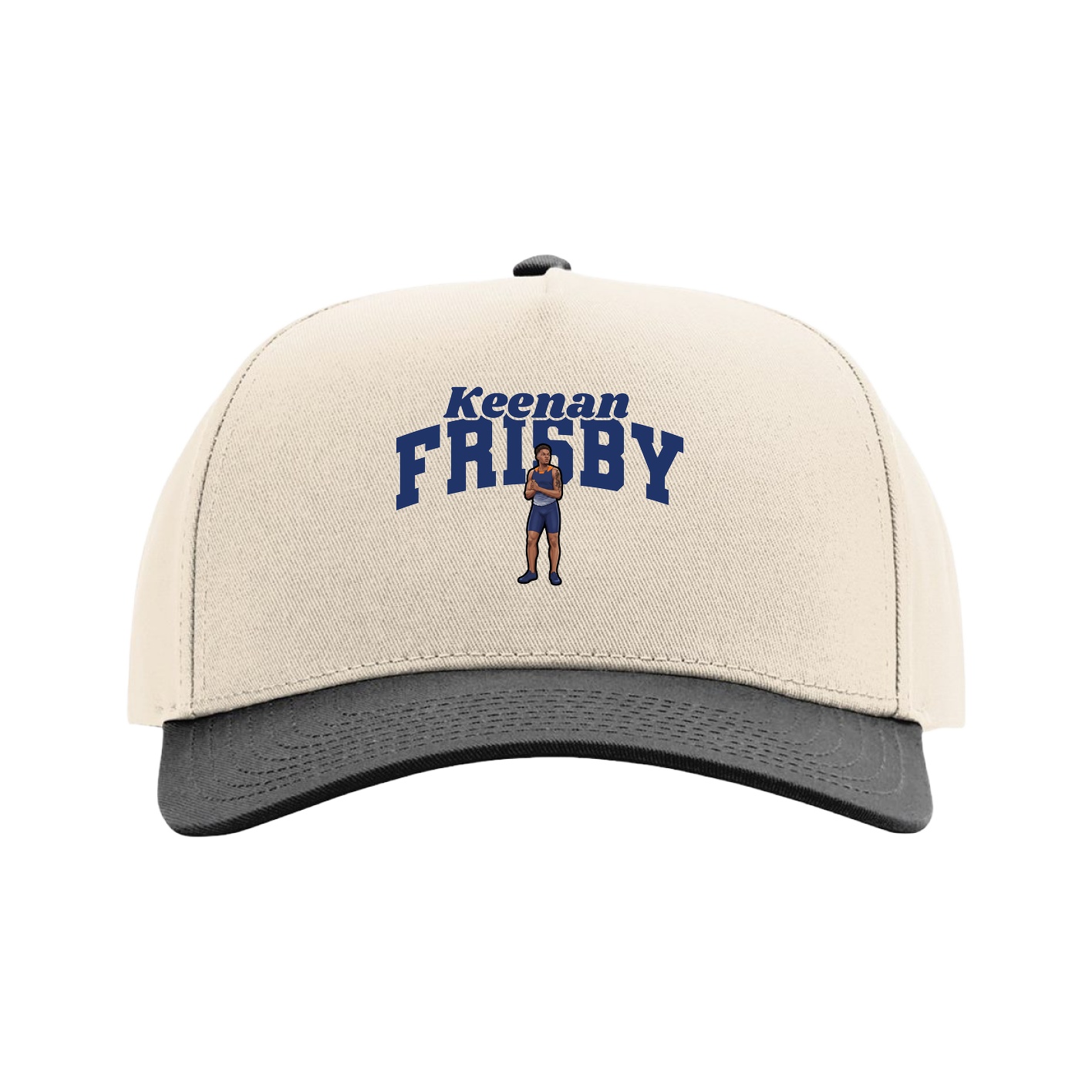 Full Fabric Five-Panel Champ Cap — Signature Arch in Cream/Black