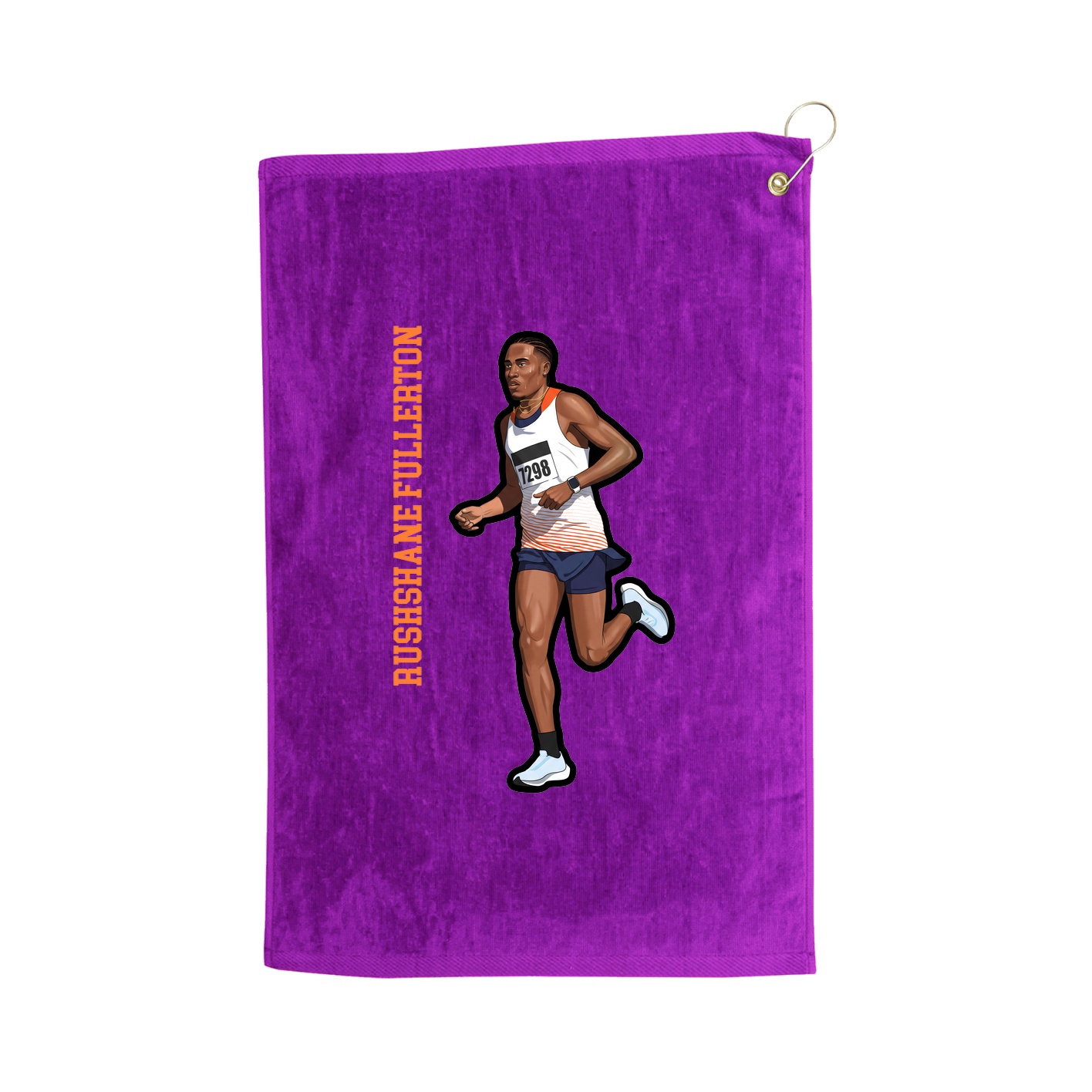 Golf Towel — Name Vertical in Purple