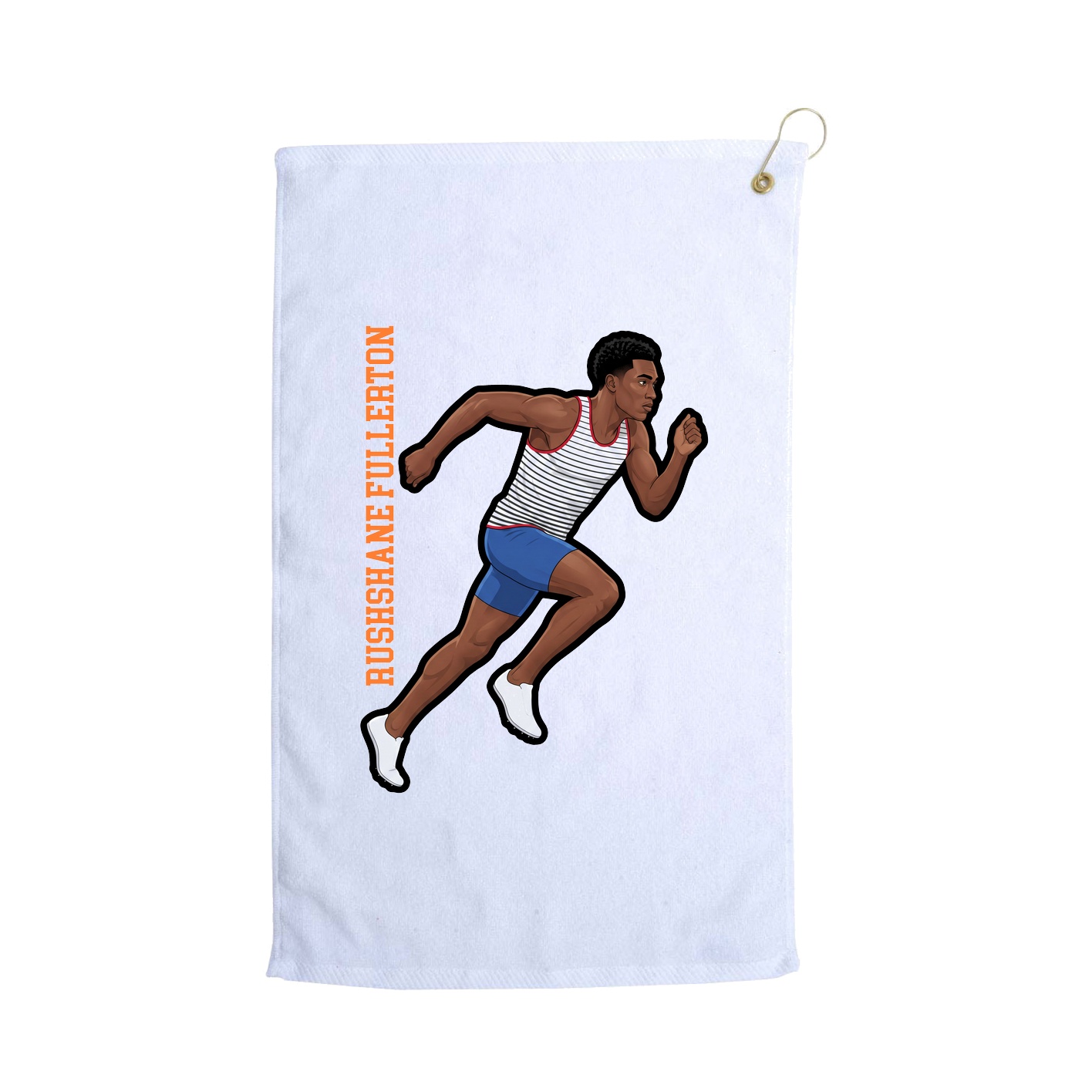 Golf Towel — Name Vertical in White