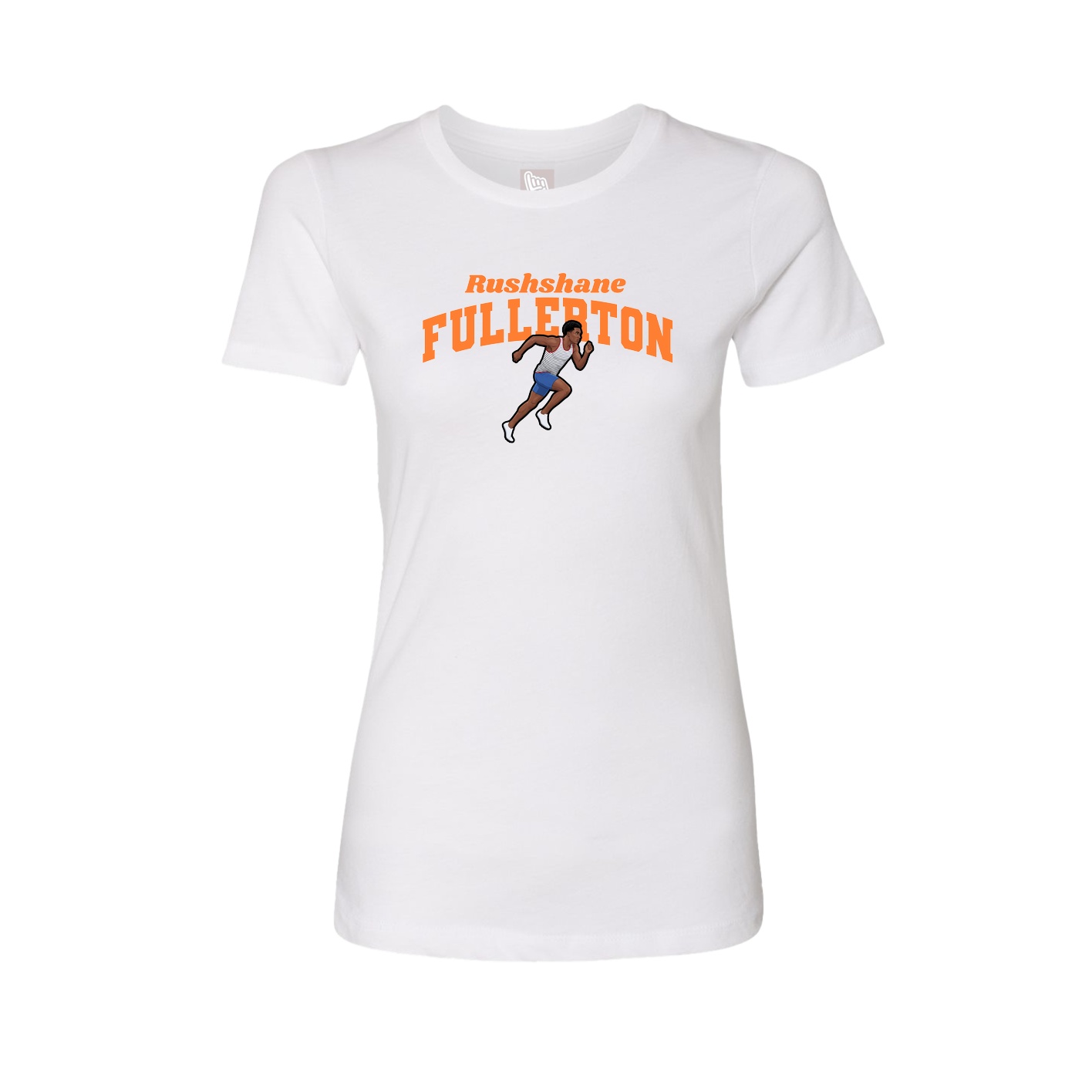 Fitted Women's Tee — Signature Arch in White