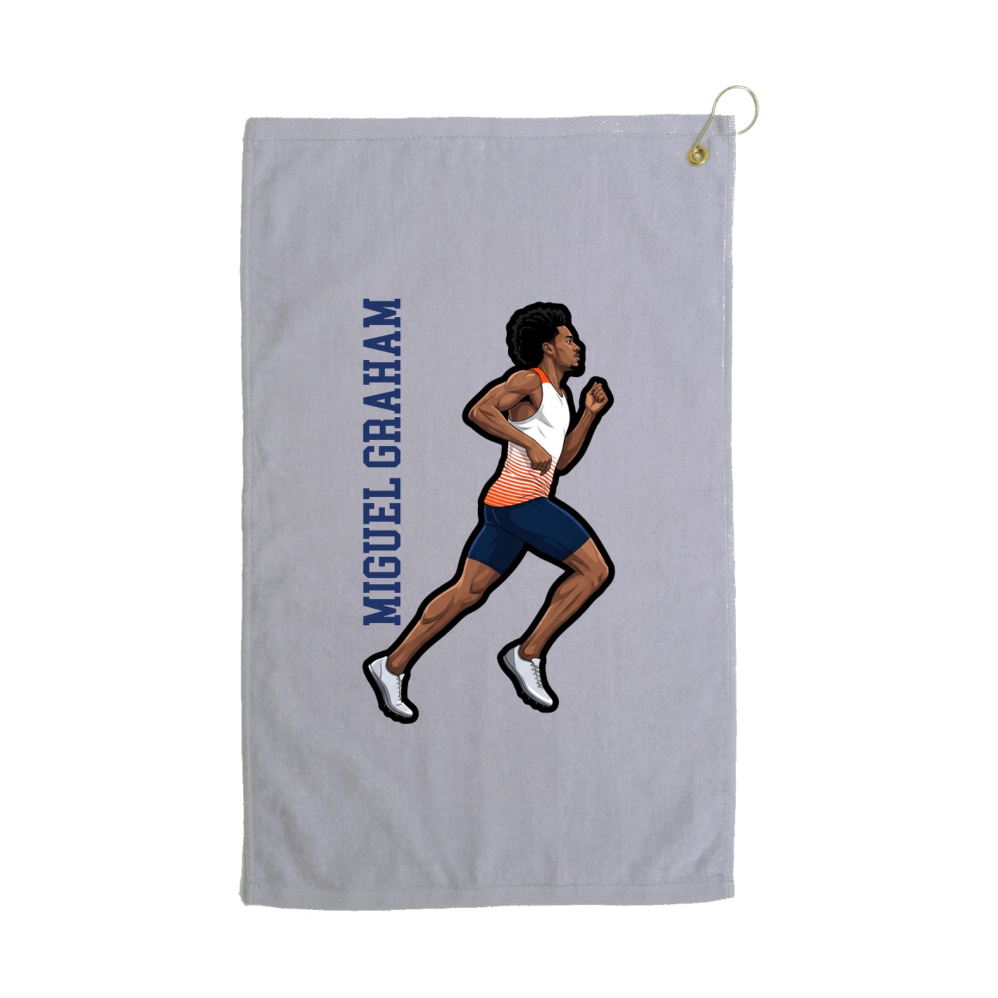 Golf Towel — Name Vertical in Grey