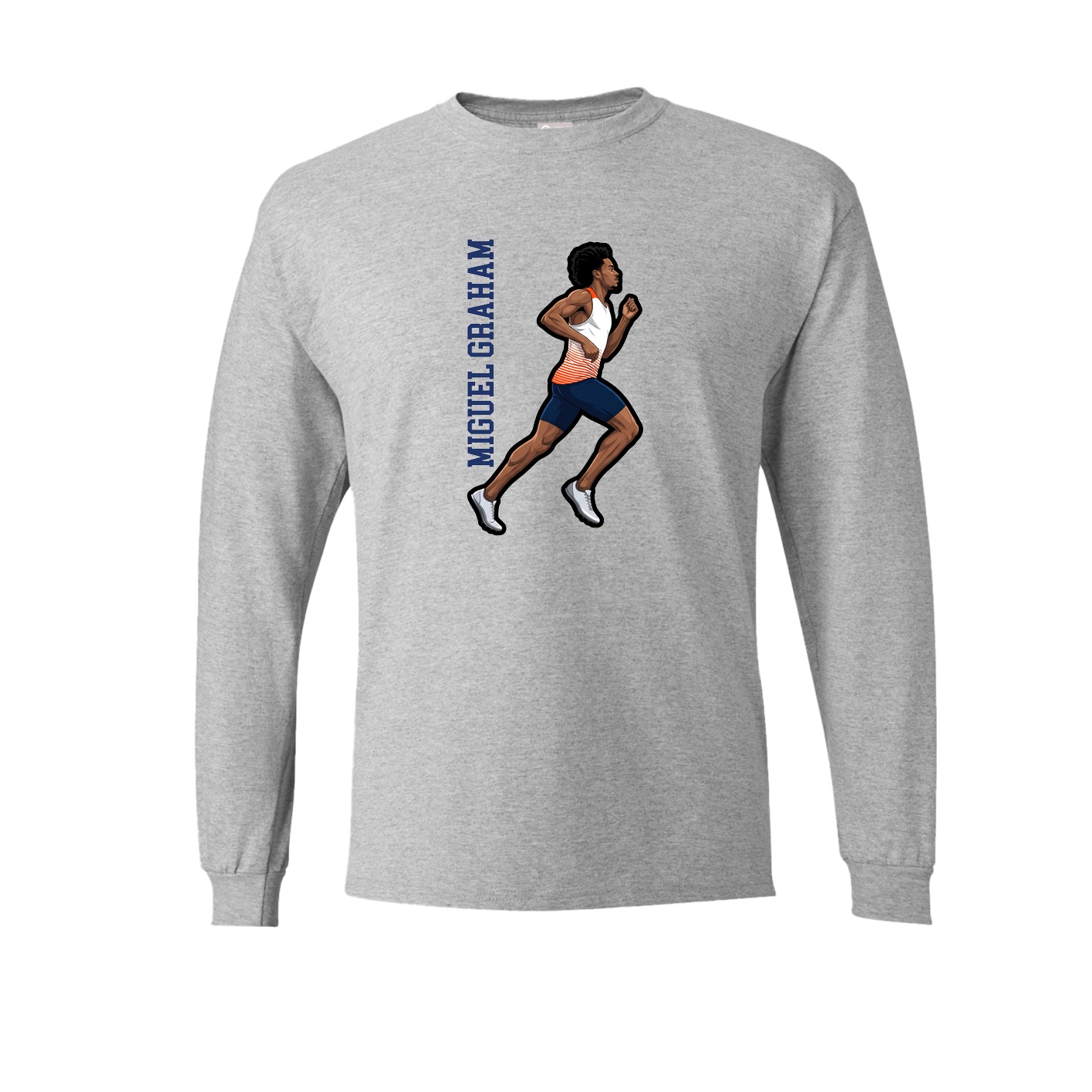 Long Sleeve Tee — Name Vertical in Grey