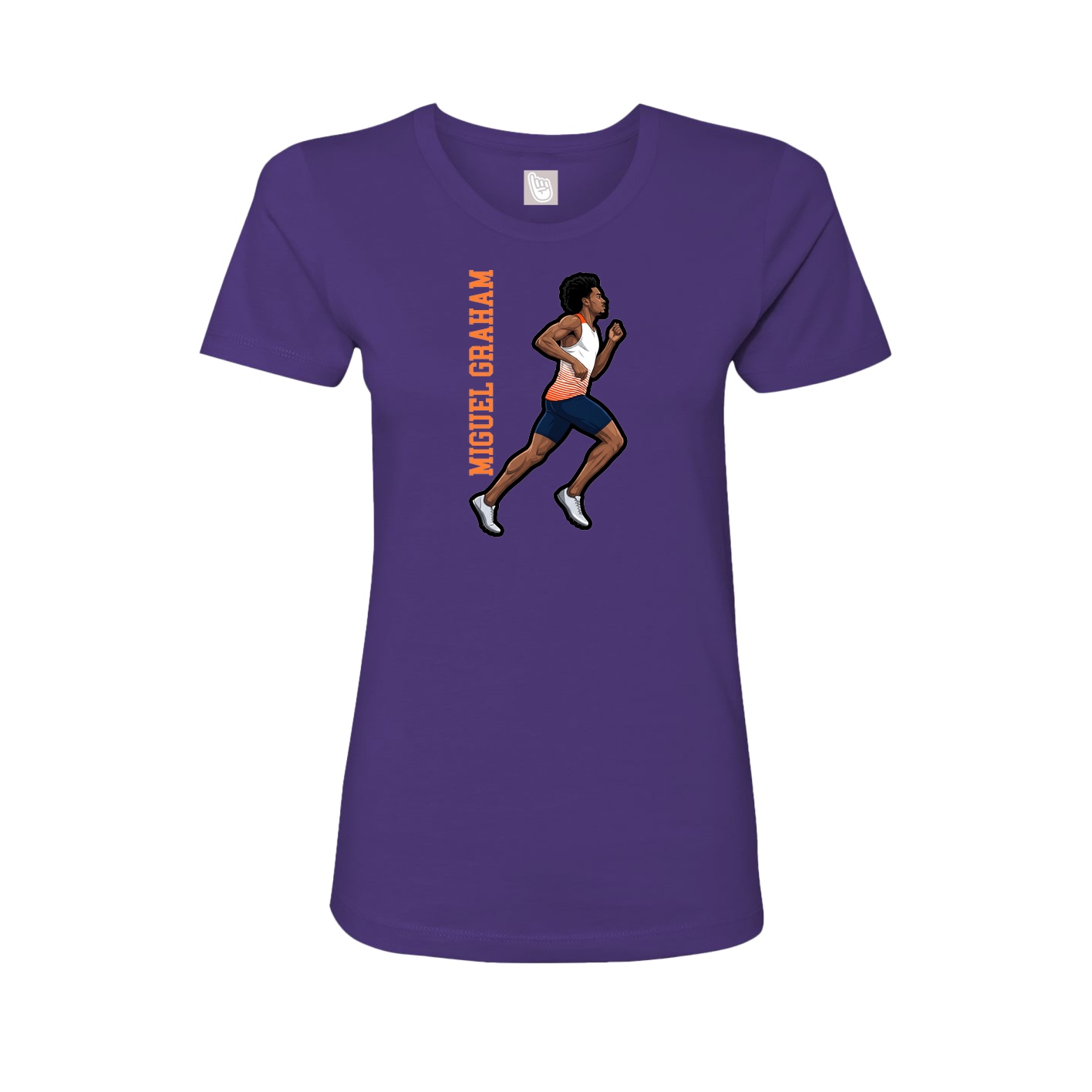 Fitted Women's Tee — Name Vertical in Purple