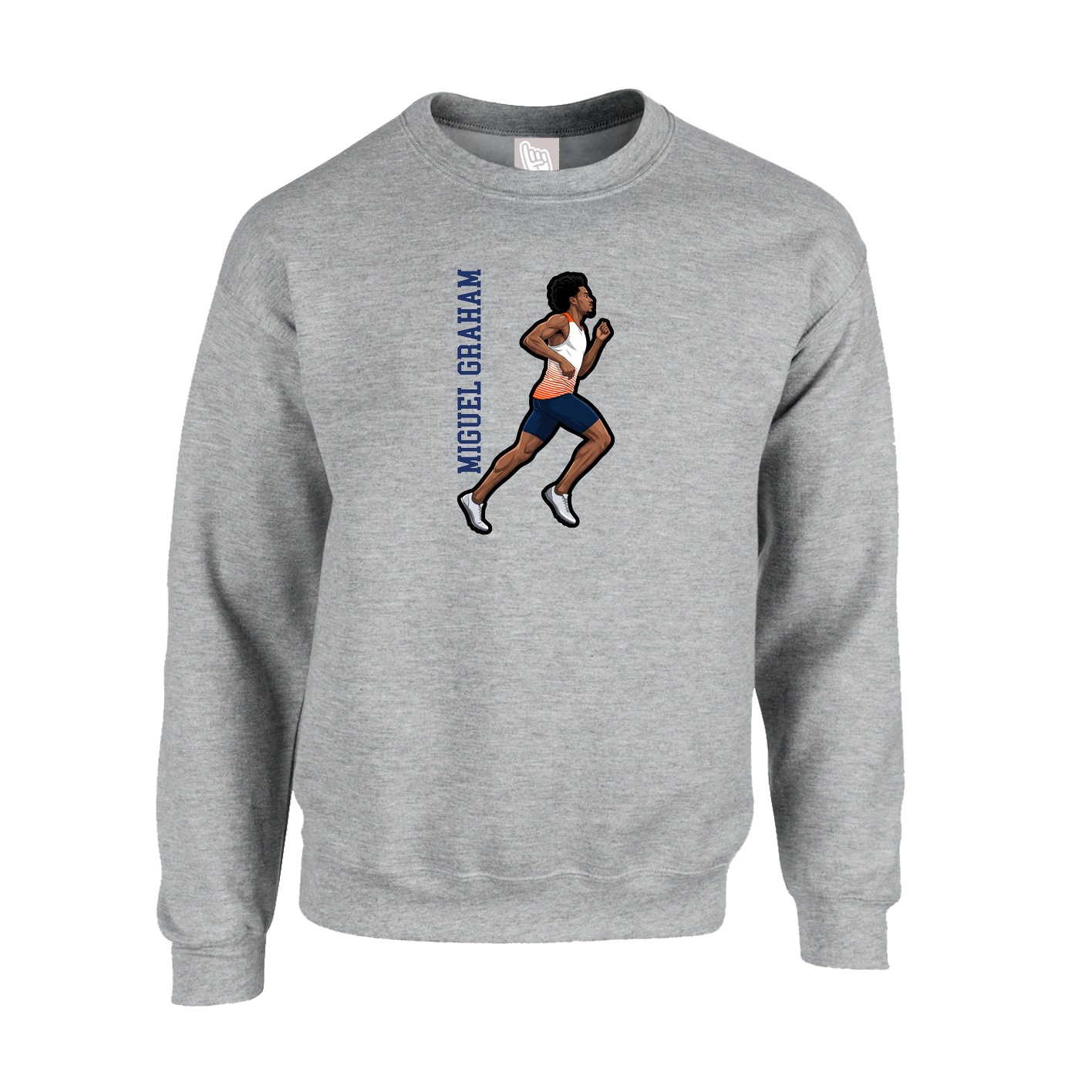 Fleece Crew — Name Vertical in Grey