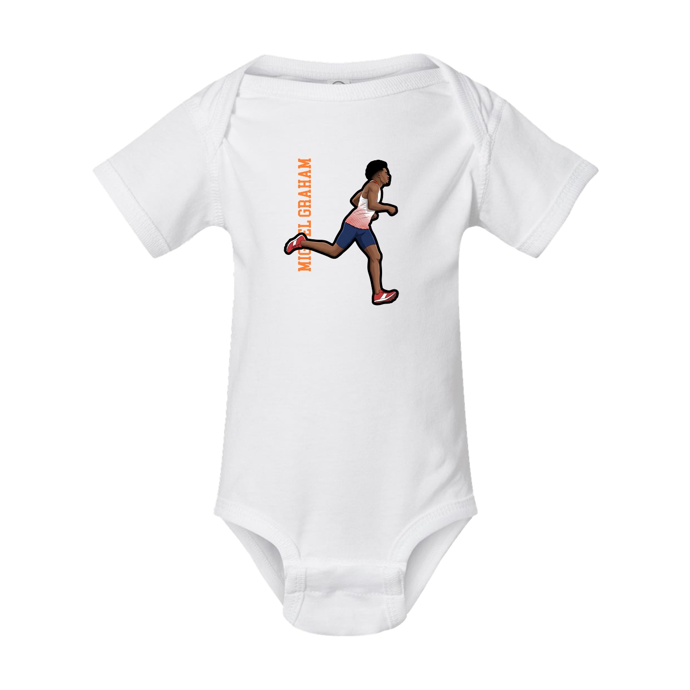 Baby Onesie — Name Vertical in White