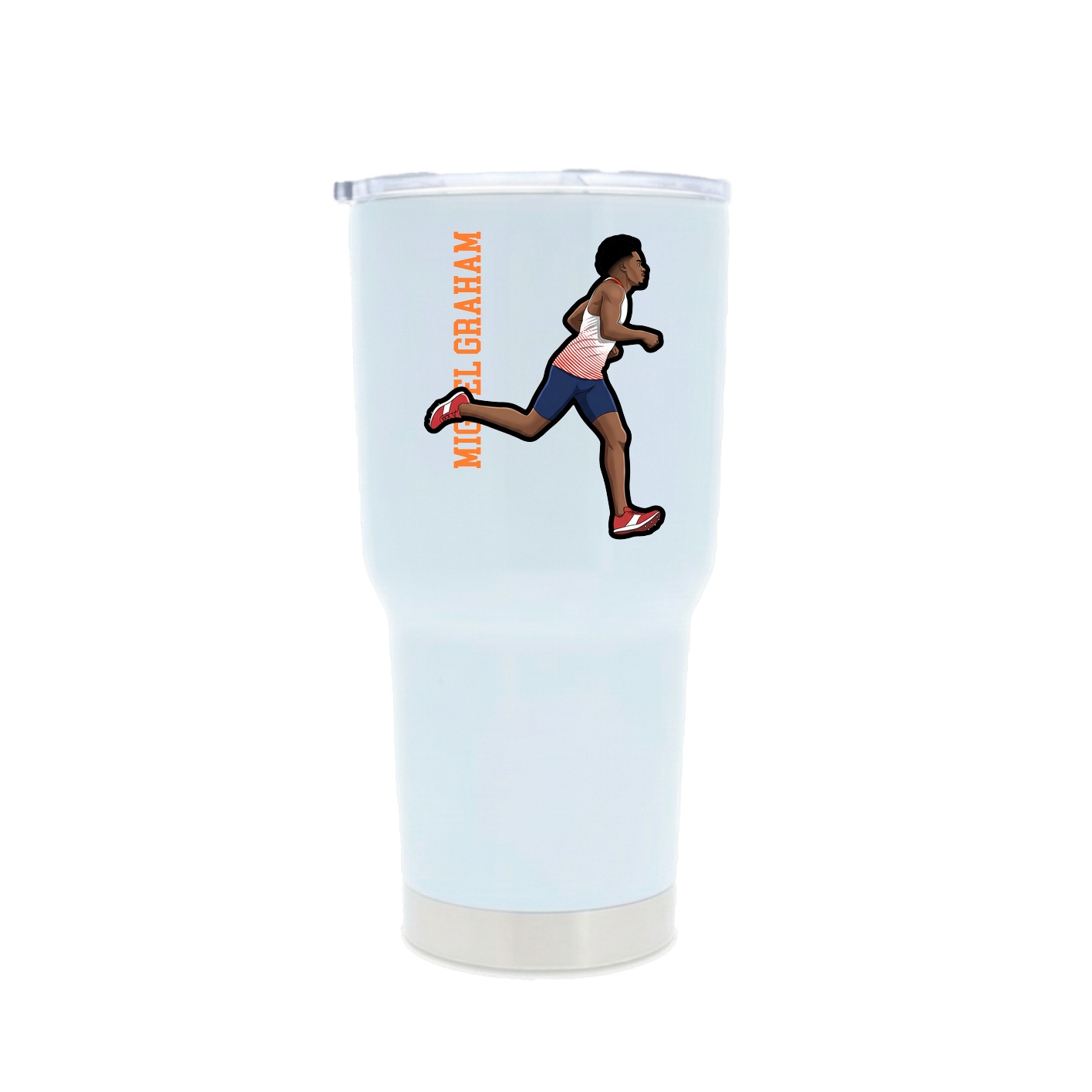 30oz Stainless Steel Tumbler — Name Vertical in White
