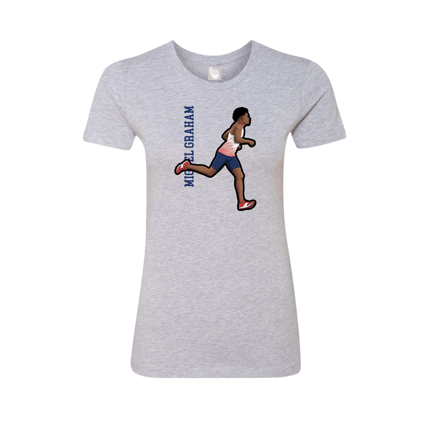 Fitted Women's Tee — Name Vertical in Grey