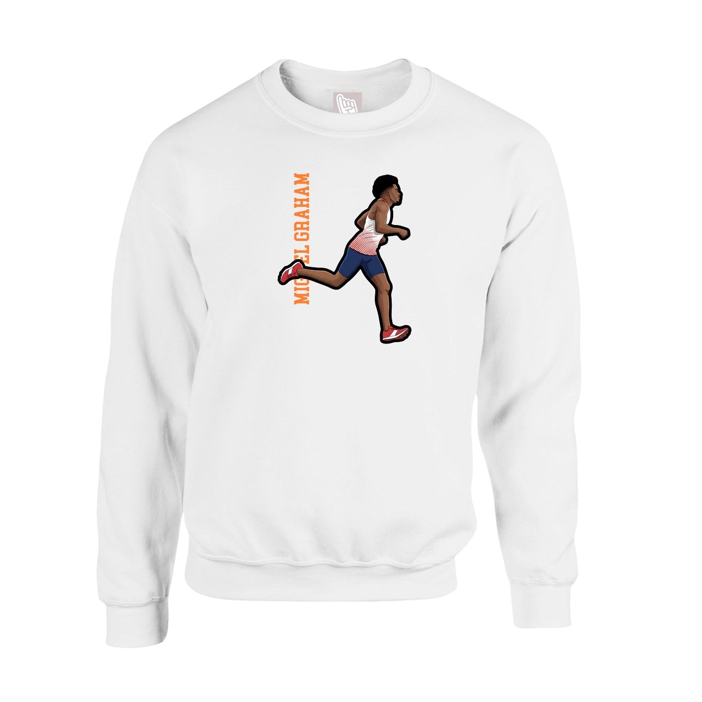 Fleece Crew — Name Vertical in White