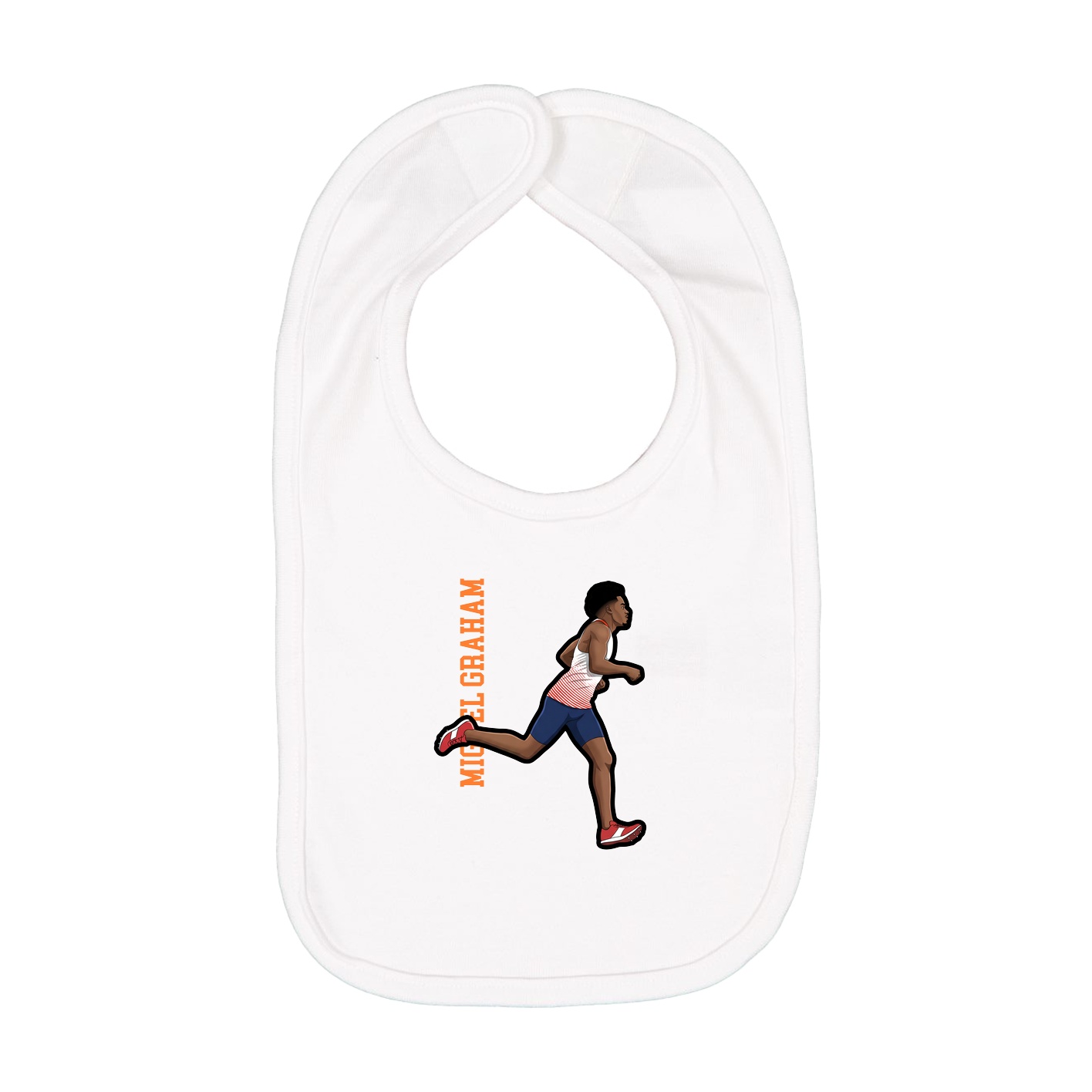 Infant Bib — Name Vertical in White