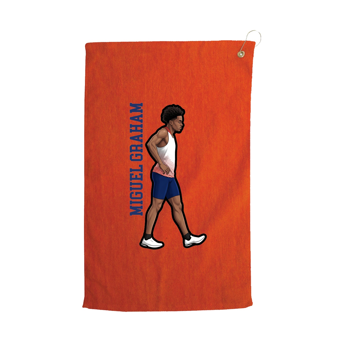 Golf Towel — Name Vertical in Orange