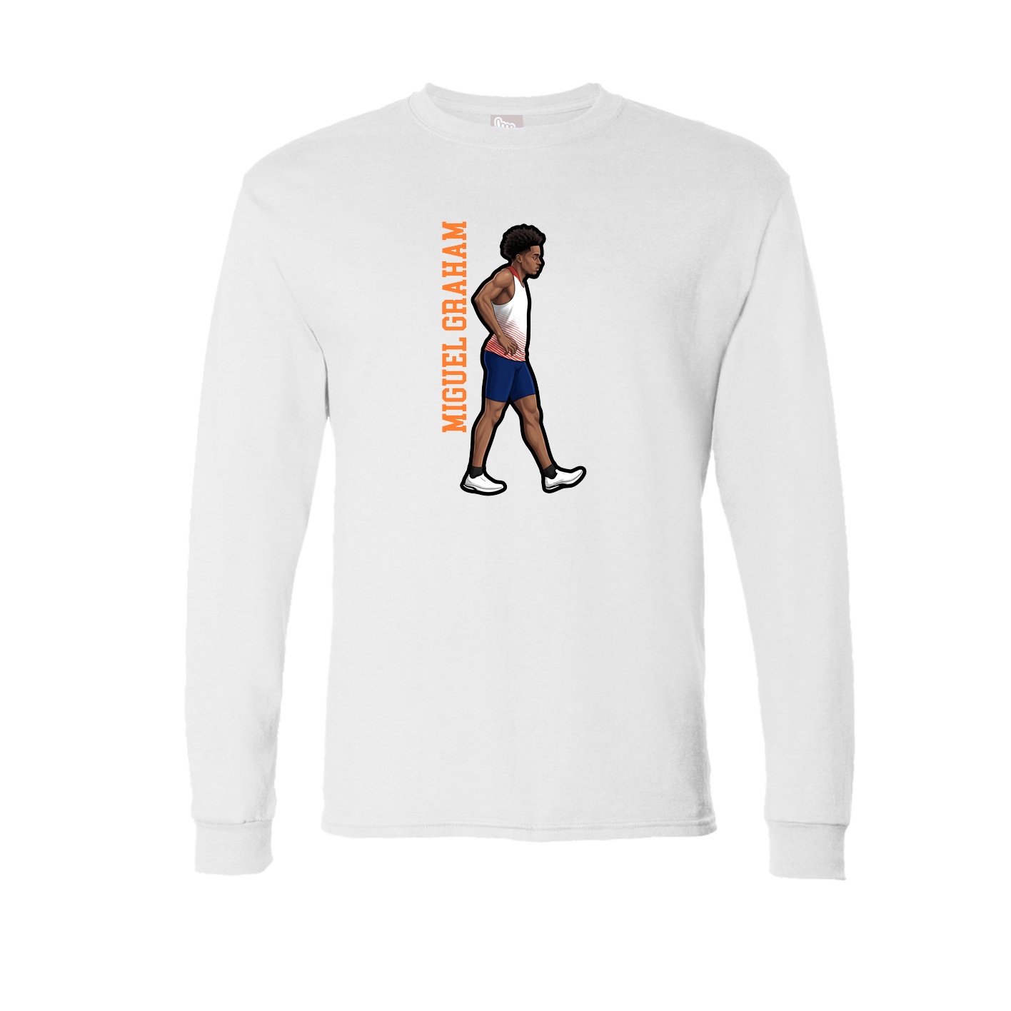 Long Sleeve Tee — Name Vertical in White