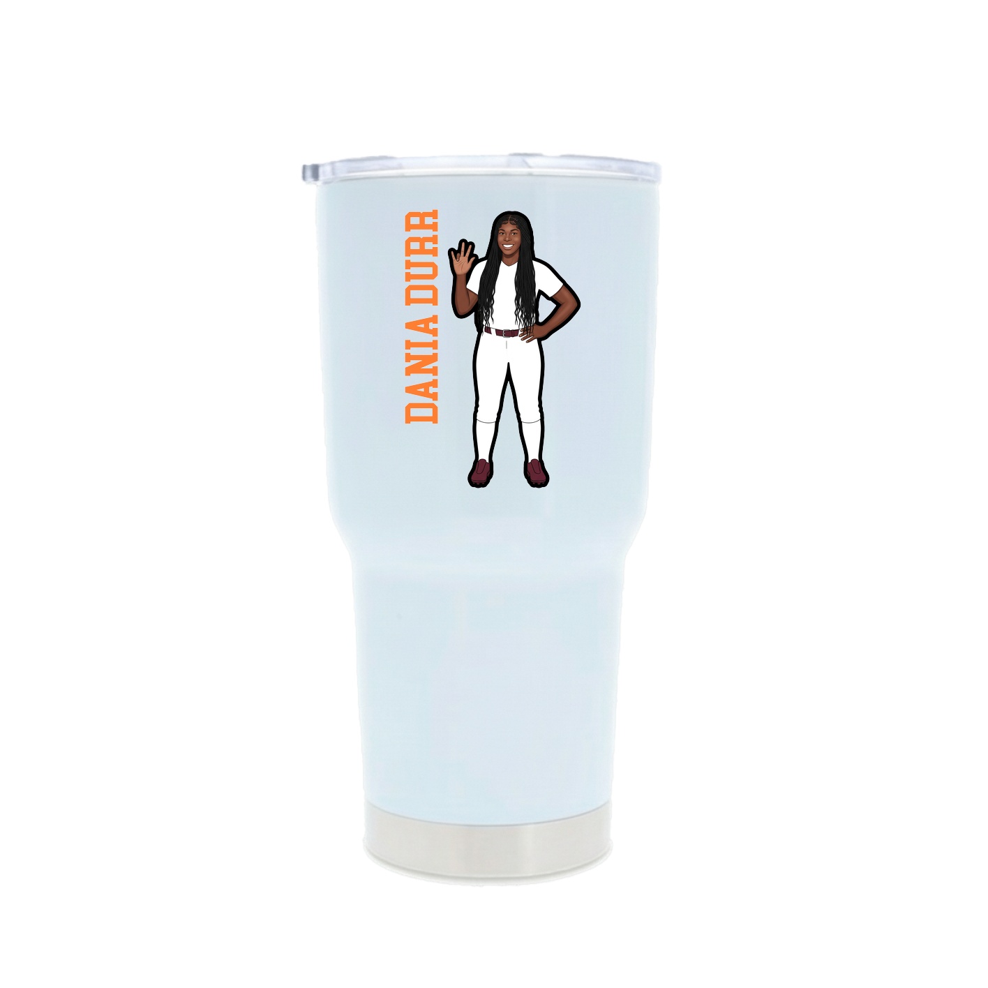 30oz Stainless Steel Tumbler — Name Vertical in White