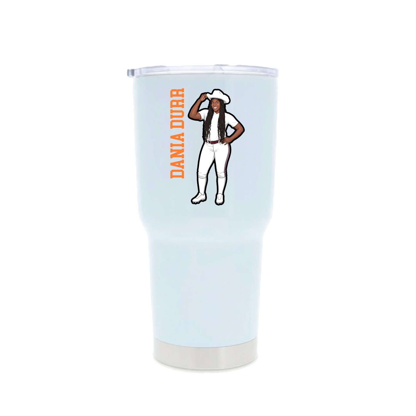 30oz Stainless Steel Tumbler — Name Vertical in White