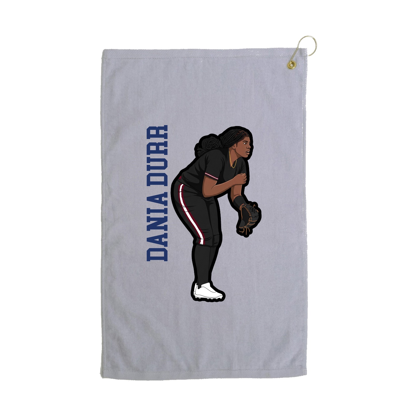 Golf Towel — Name Vertical in Grey