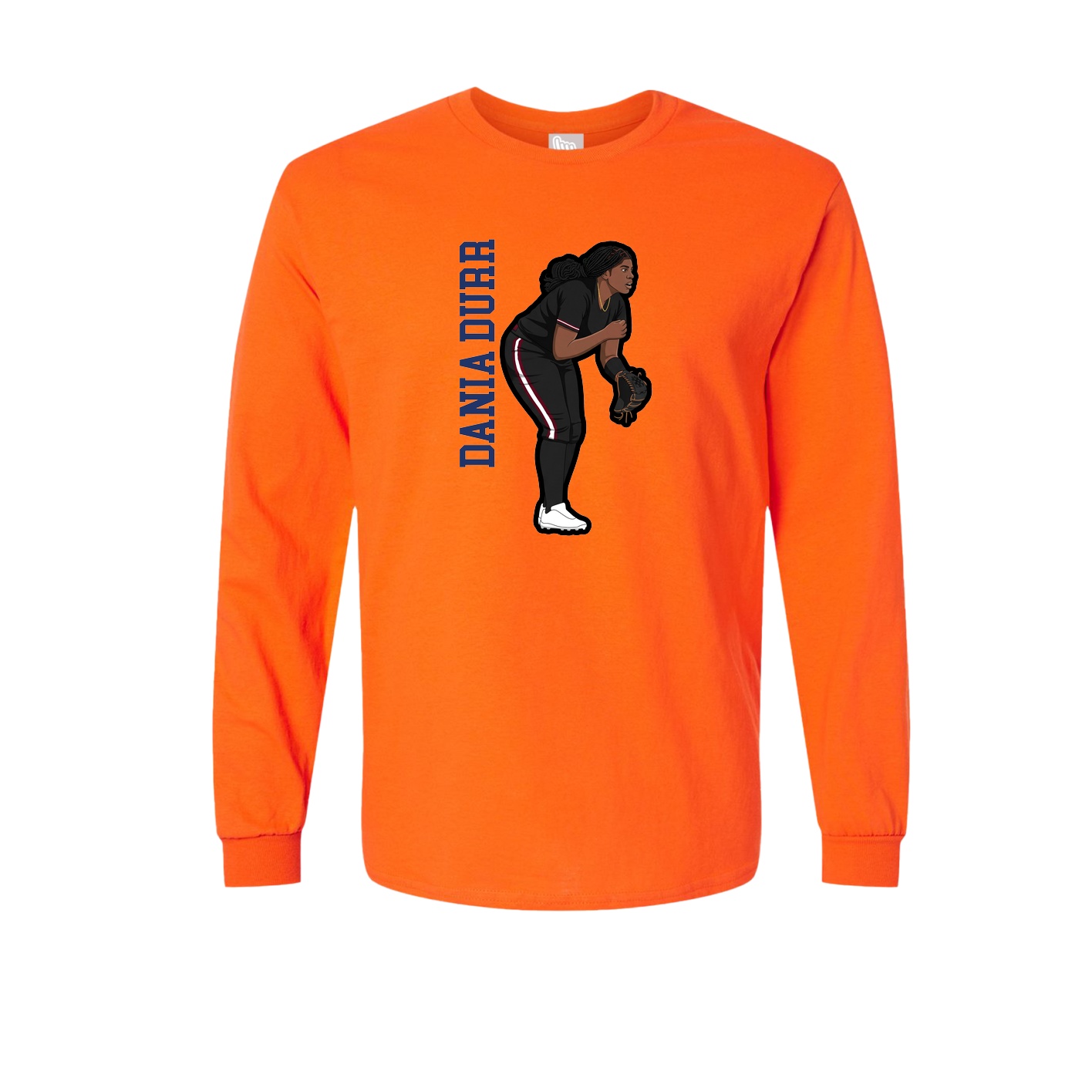 Long Sleeve Tee — Name Vertical in Orange