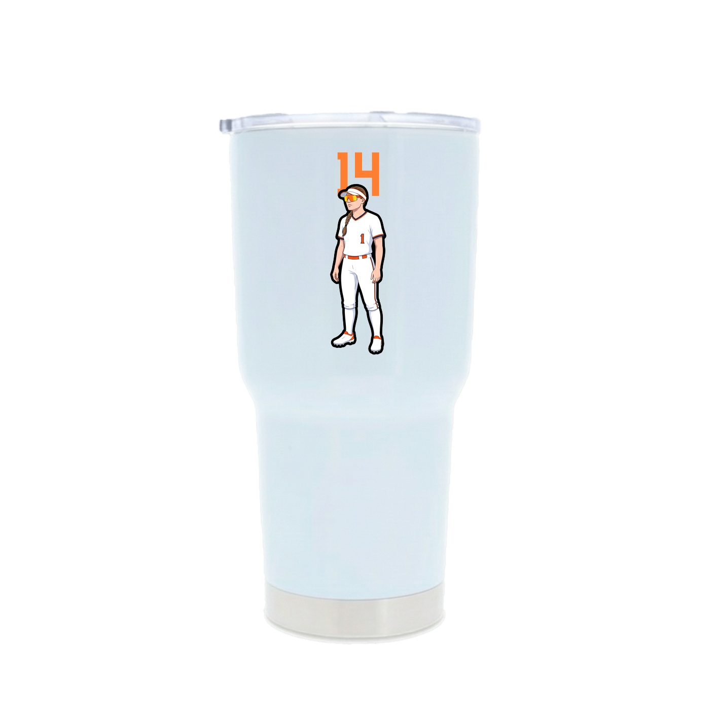 30oz Stainless Steel Tumbler — Number Top in White