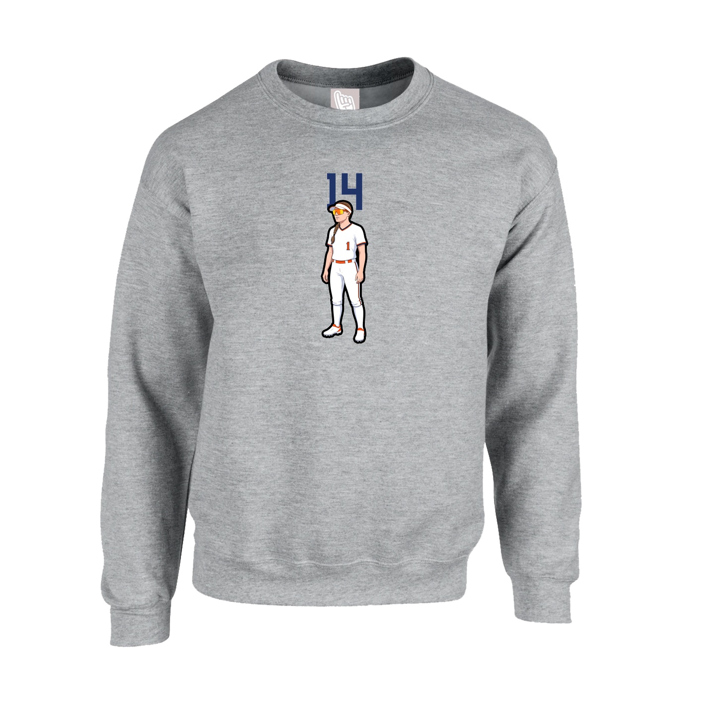 Fleece Crew — Number Top in Grey