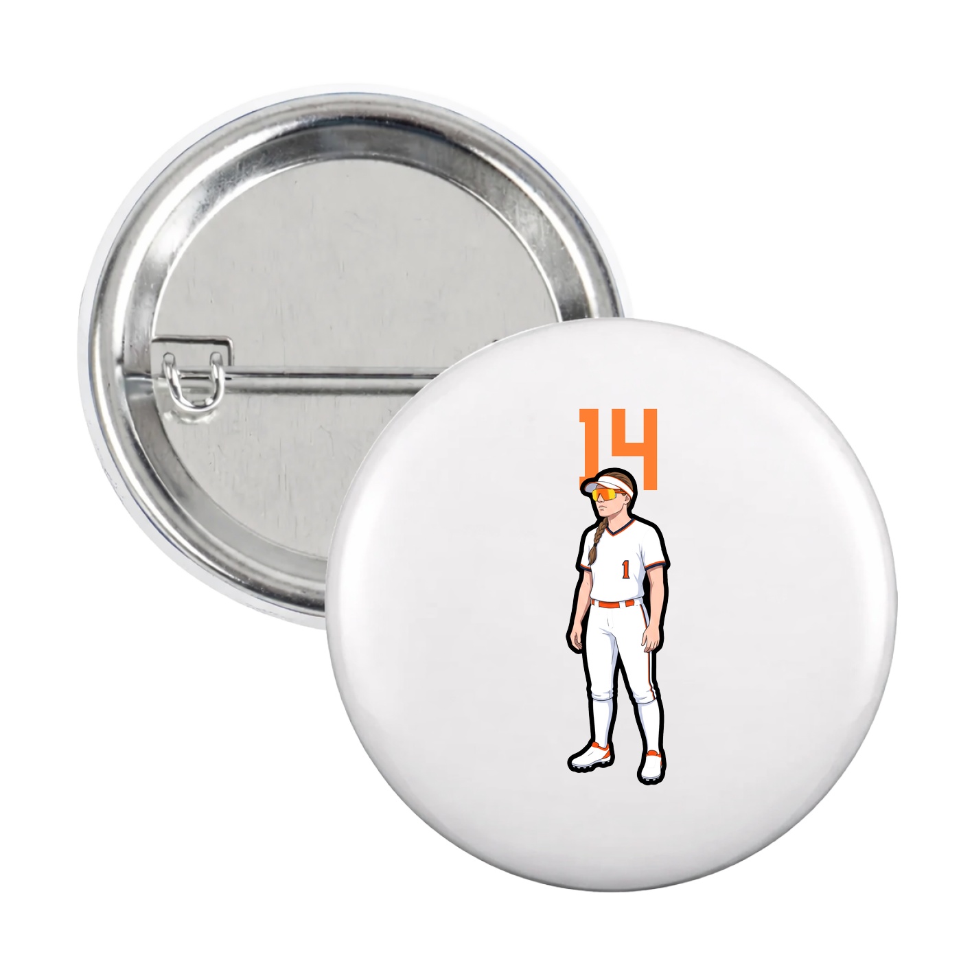 Game Day Button — Number Top in White