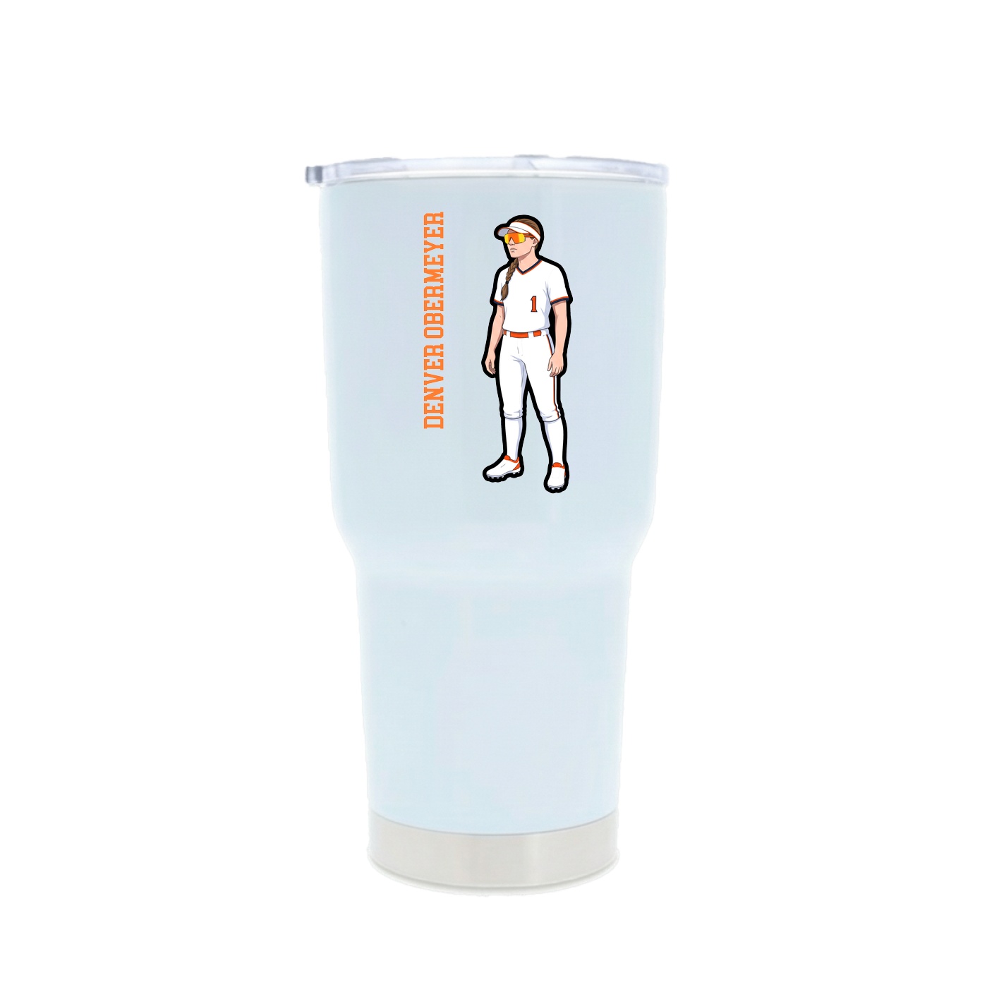 30oz Stainless Steel Tumbler — Name Vertical in White