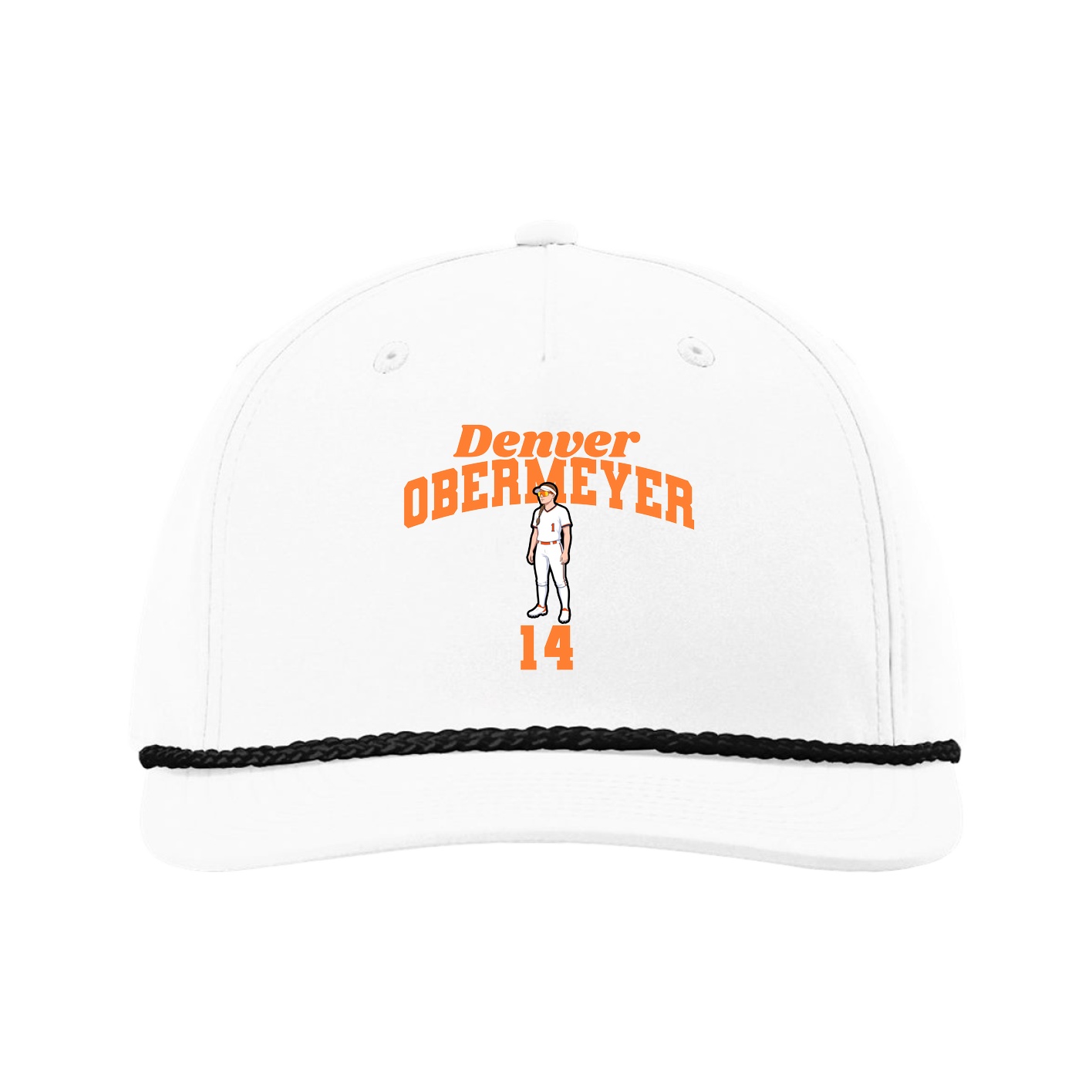 Five-Panel Classic Rope Cap — Signature Arch in White