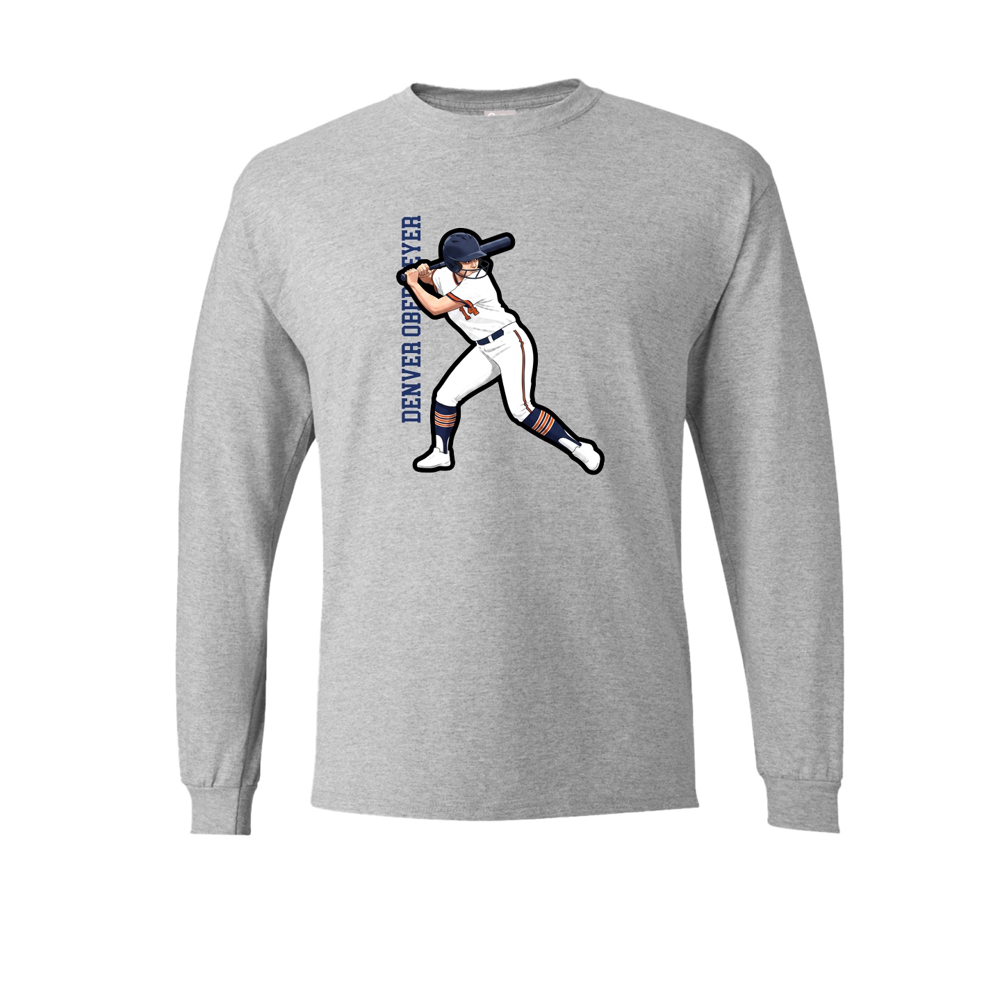 Long Sleeve Tee — Name Vertical in Grey