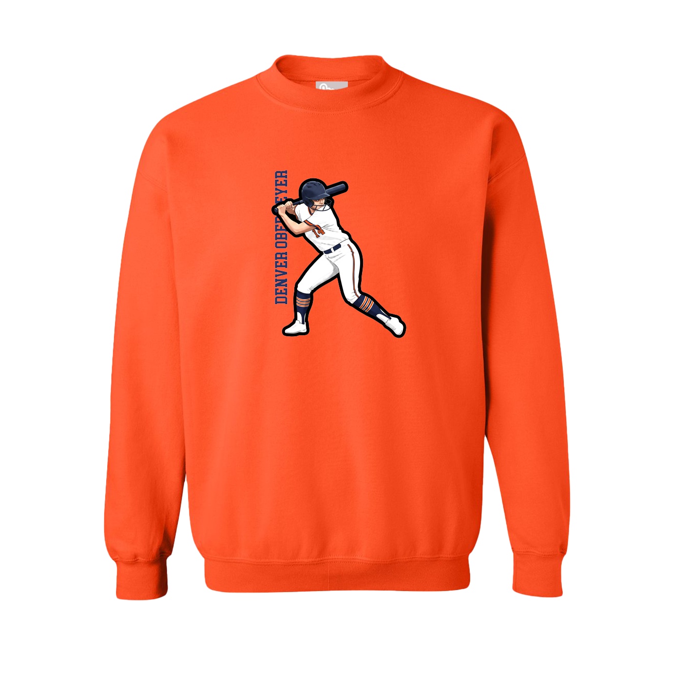 Fleece Crew — Name Vertical in Orange