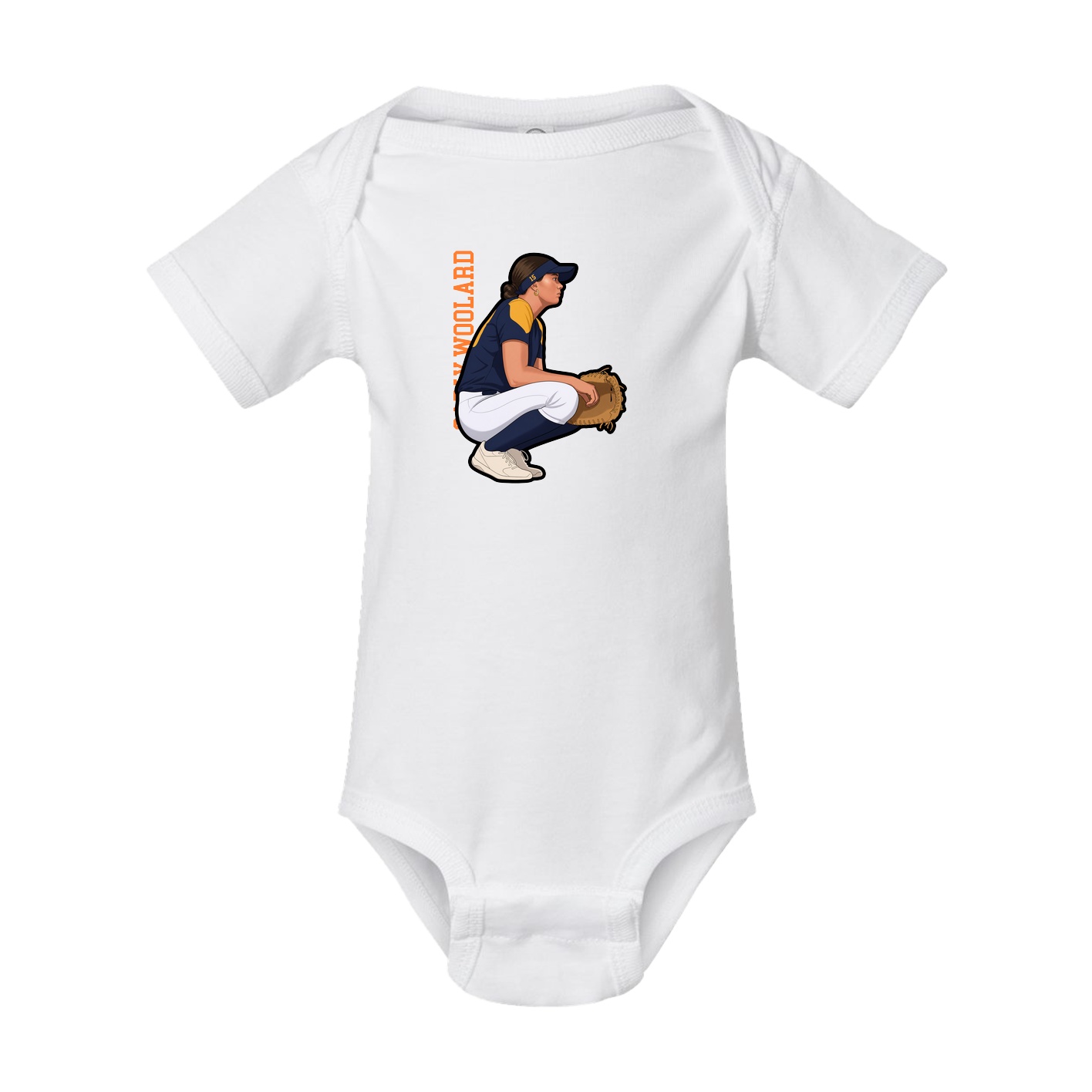 Baby Onesie — Name Vertical in White