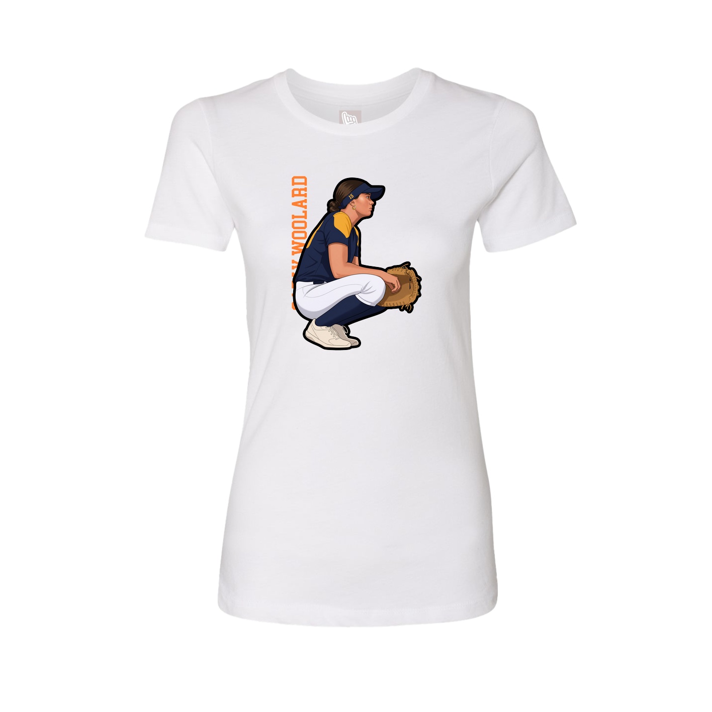 Fitted Women's Tee — Name Vertical in White
