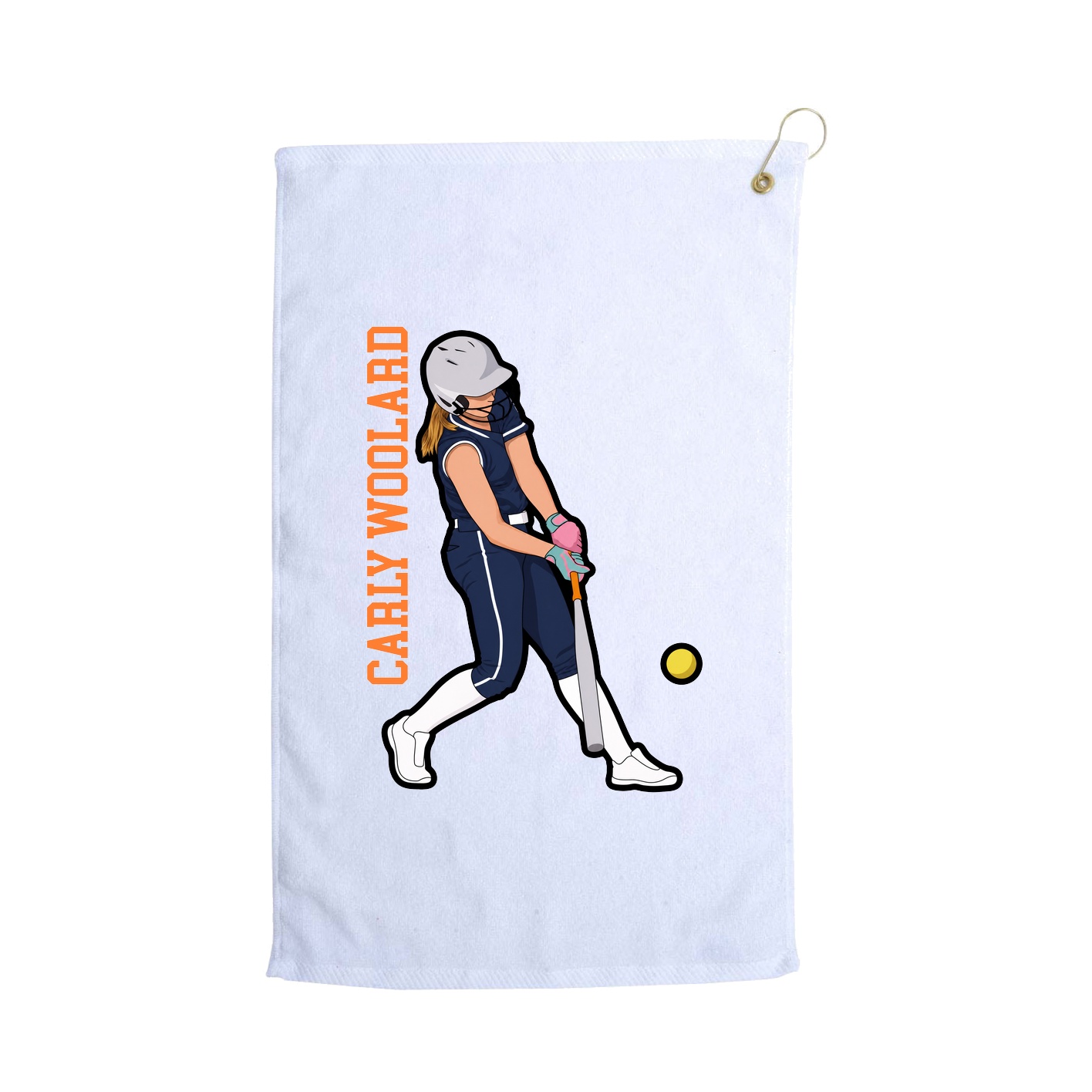 Golf Towel — Name Vertical in White