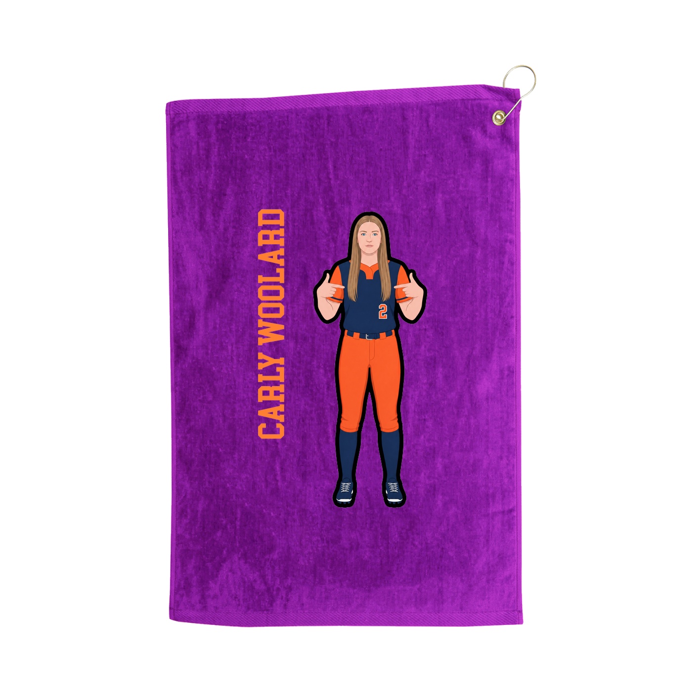 Golf Towel — Name Vertical in Purple