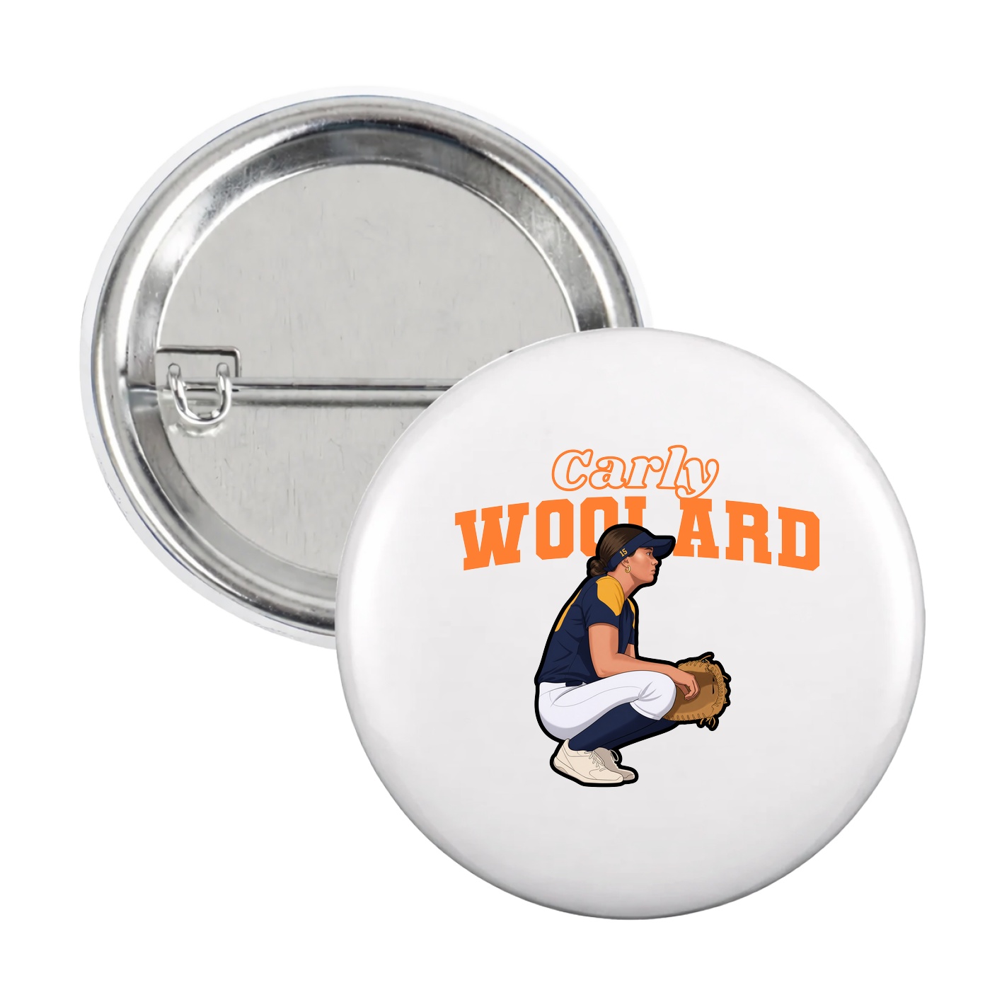 Game Day Button — Name Arch in White