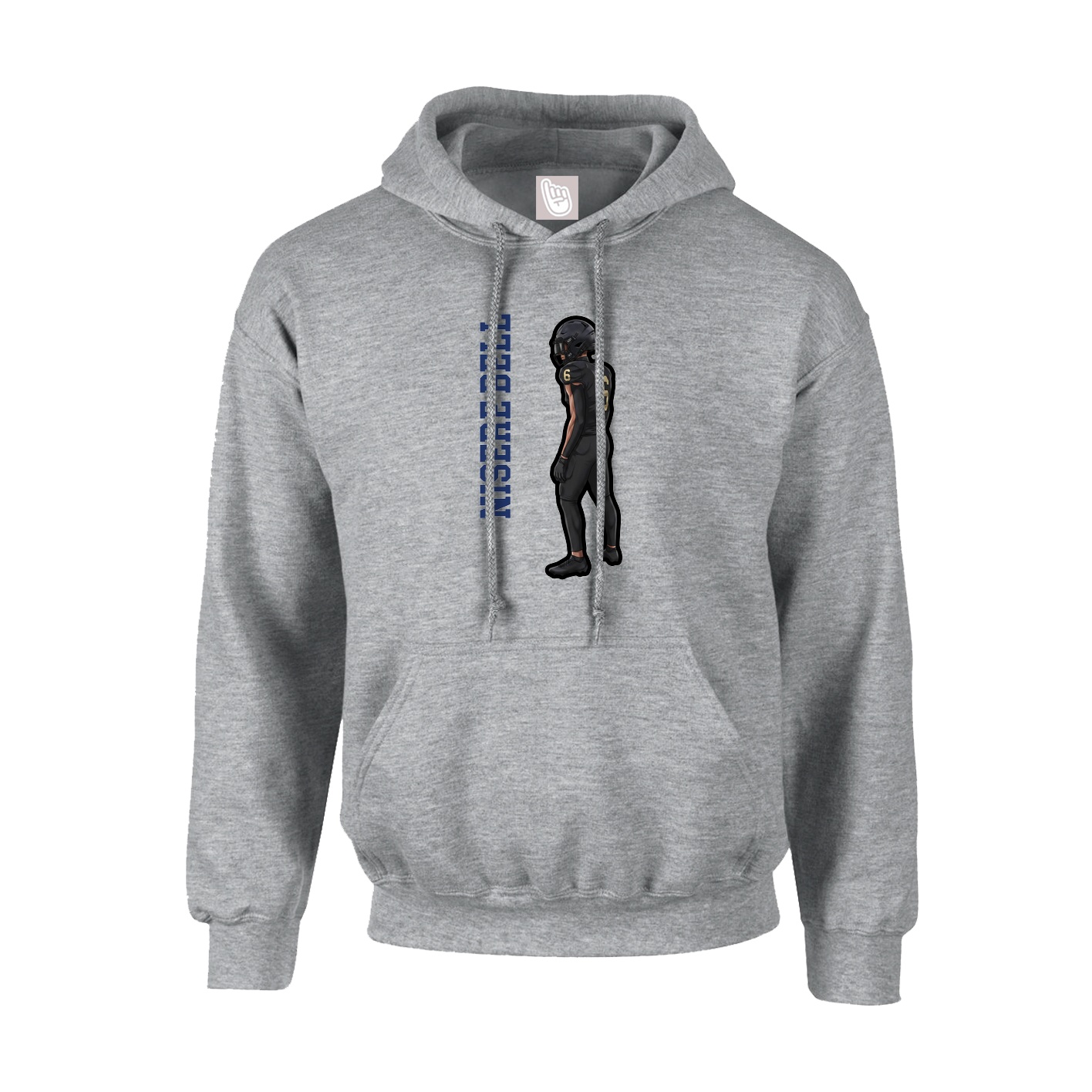 Youth Hoodie — Name Vertical in Grey