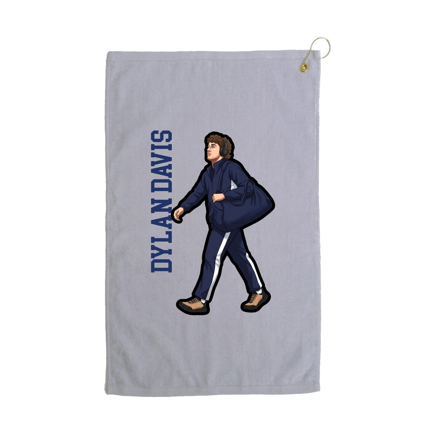 Golf Towel — Name Vertical in Grey