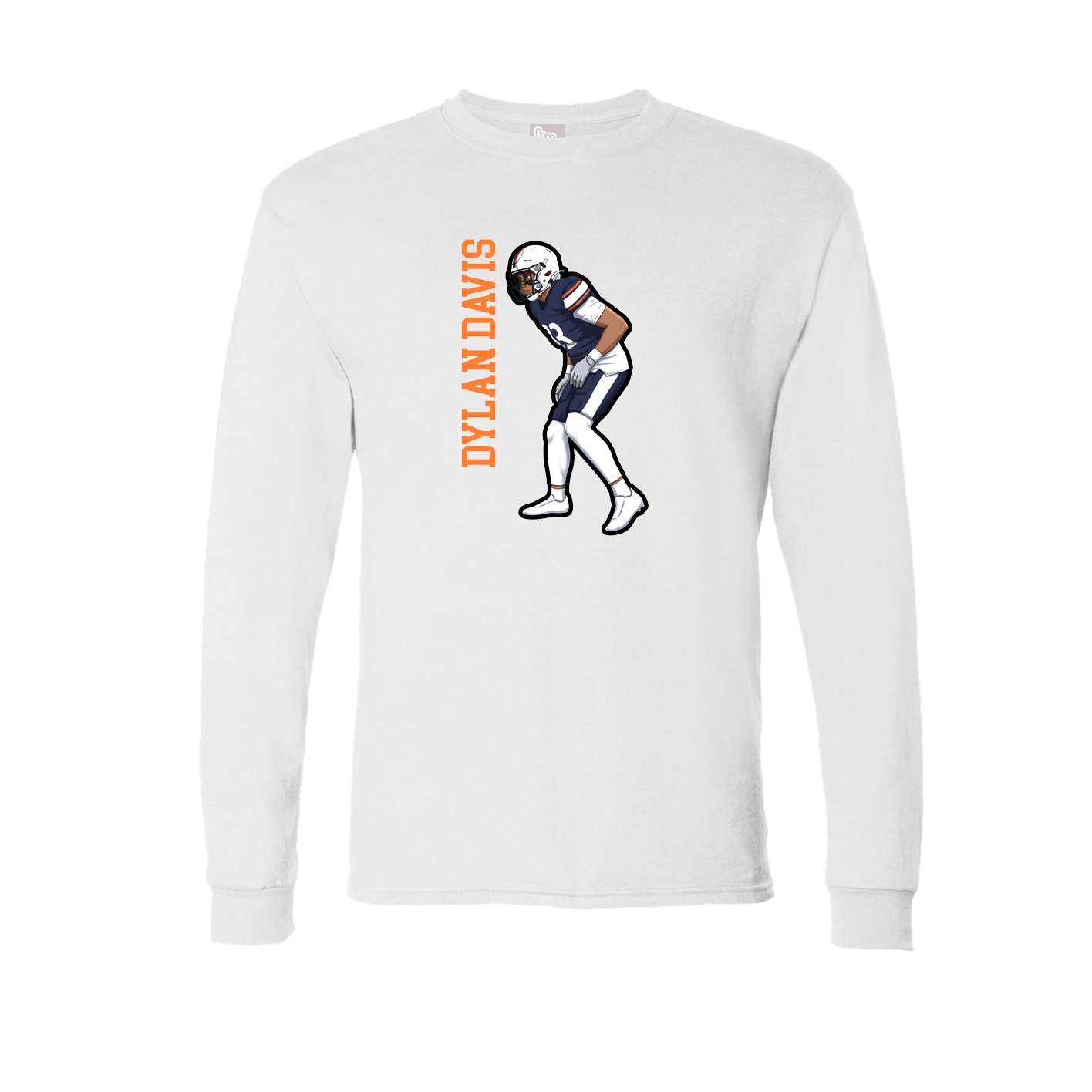 Long Sleeve Tee — Name Vertical in White