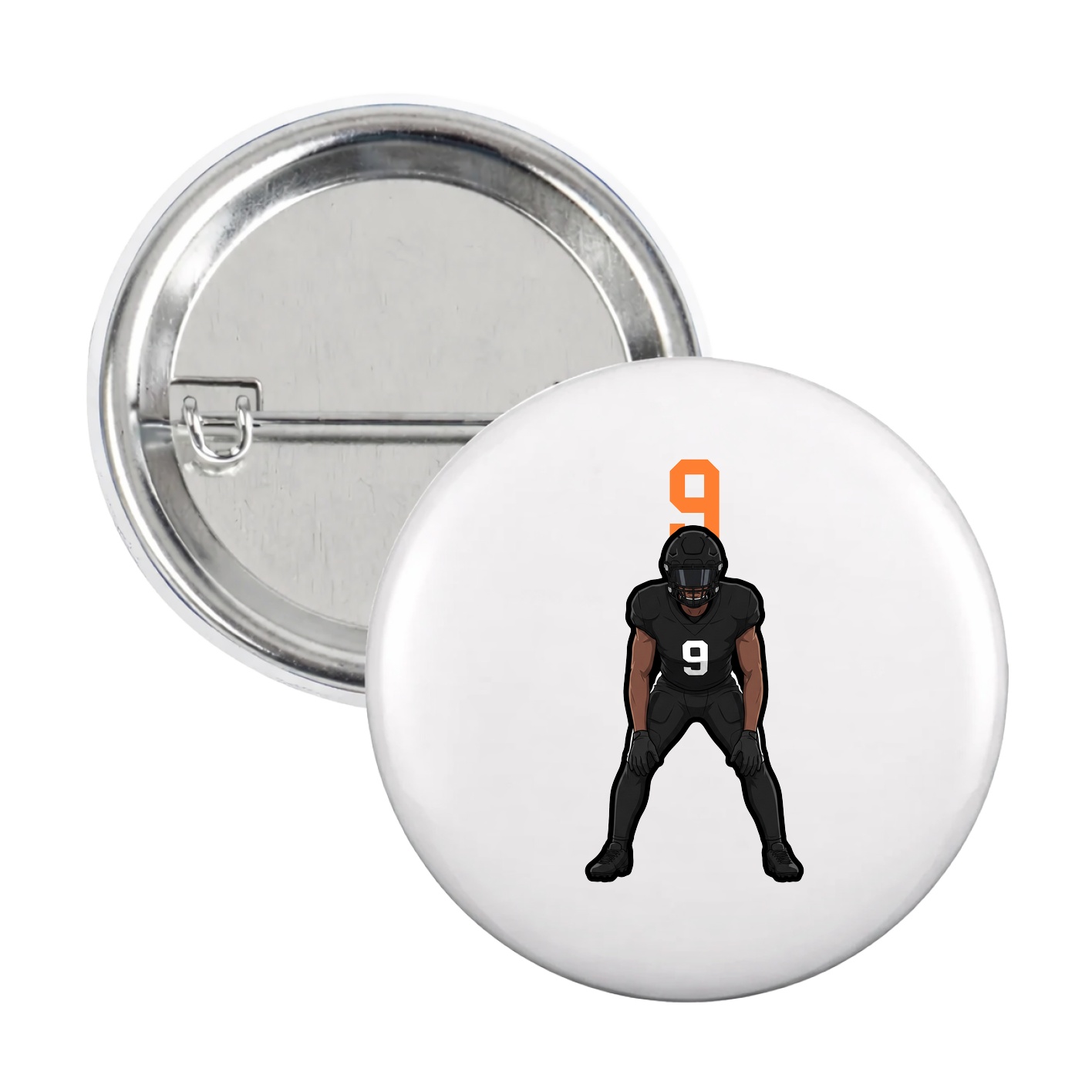 Game Day Button — Number Top in White