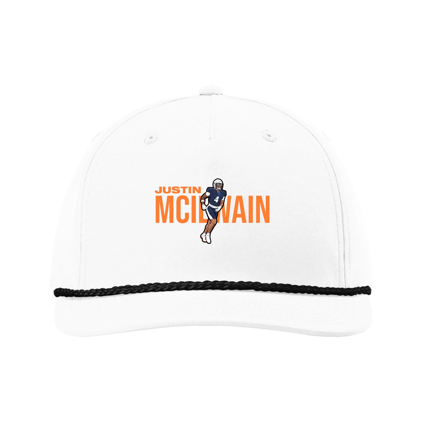 Five-Panel Classic Rope Cap — Player Name in White