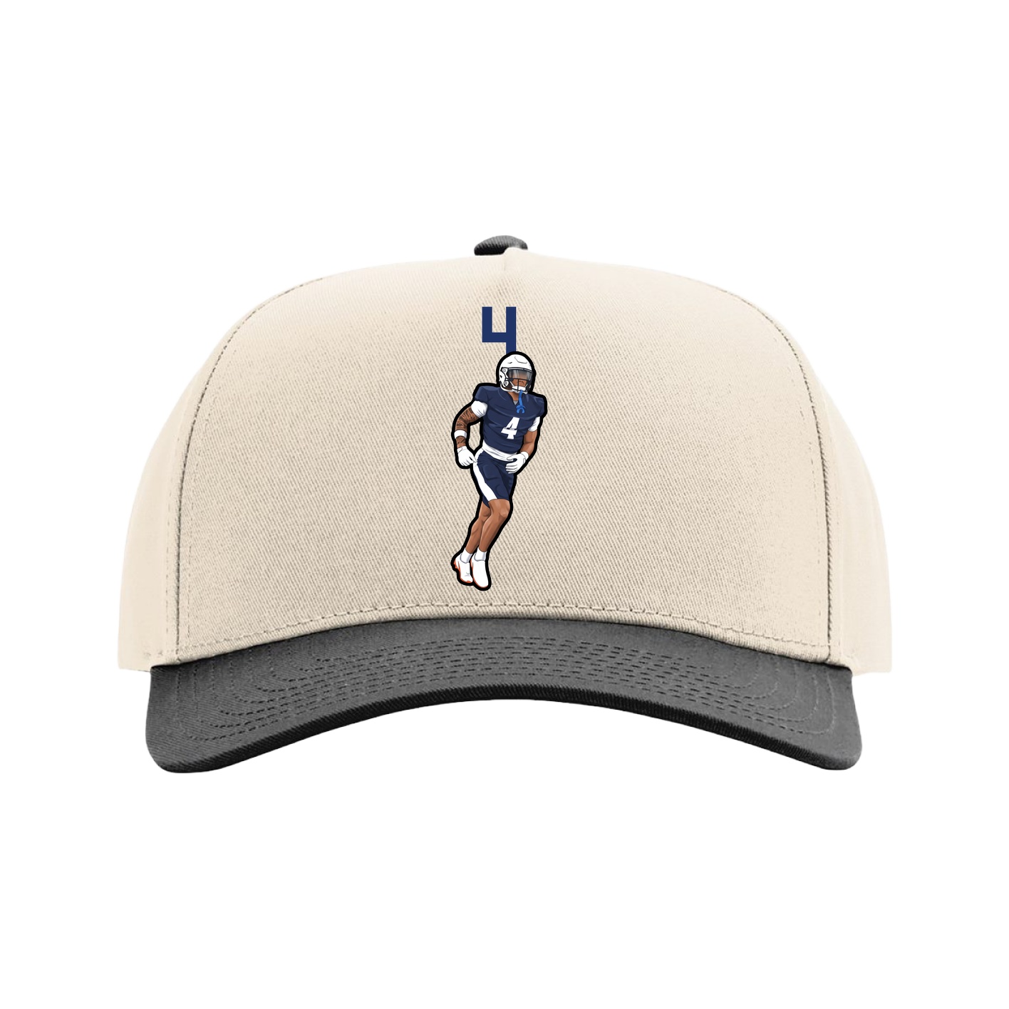 Full Fabric Five-Panel Champ Cap — Number Top in Cream/Black