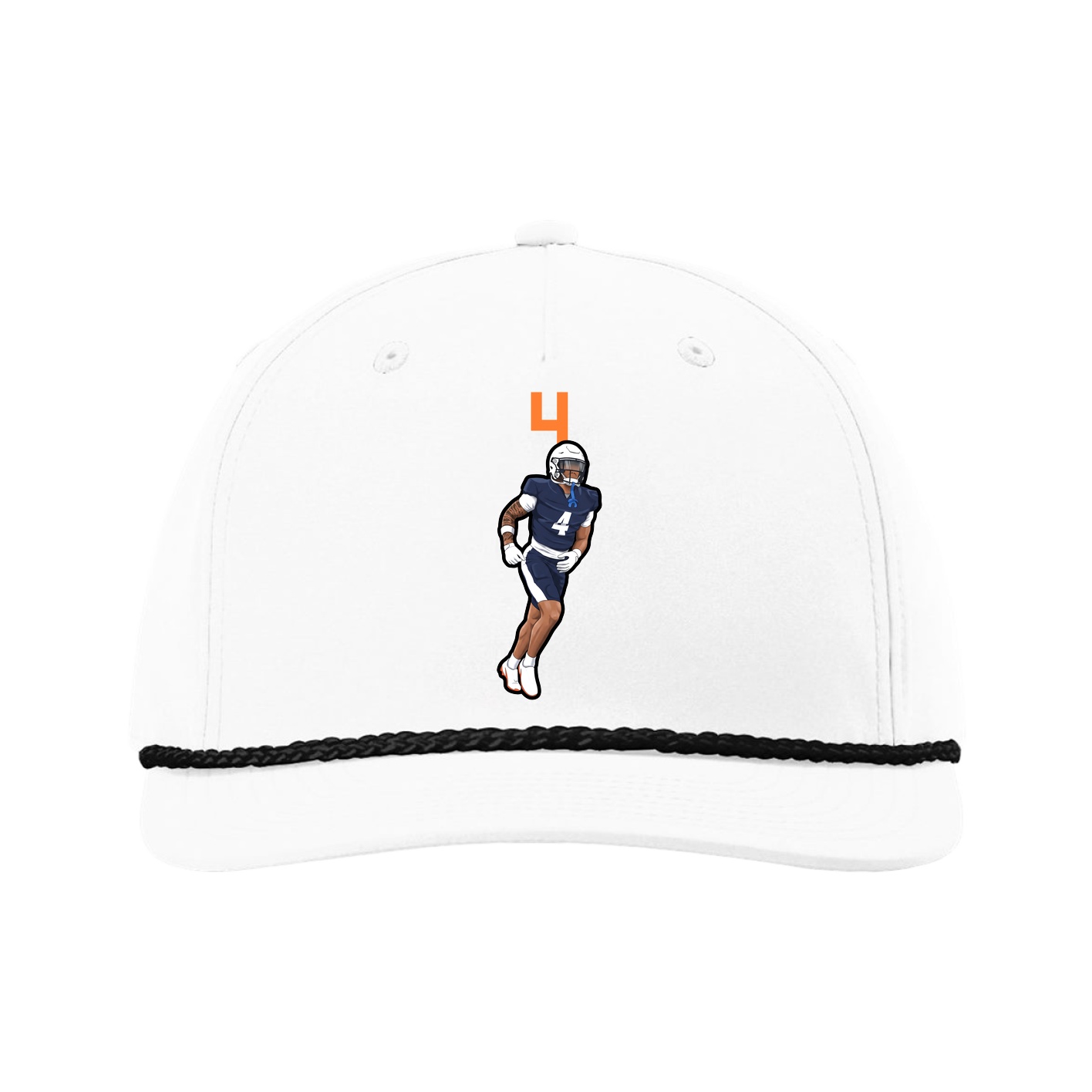 Five-Panel Classic Rope Cap — Number Top in White