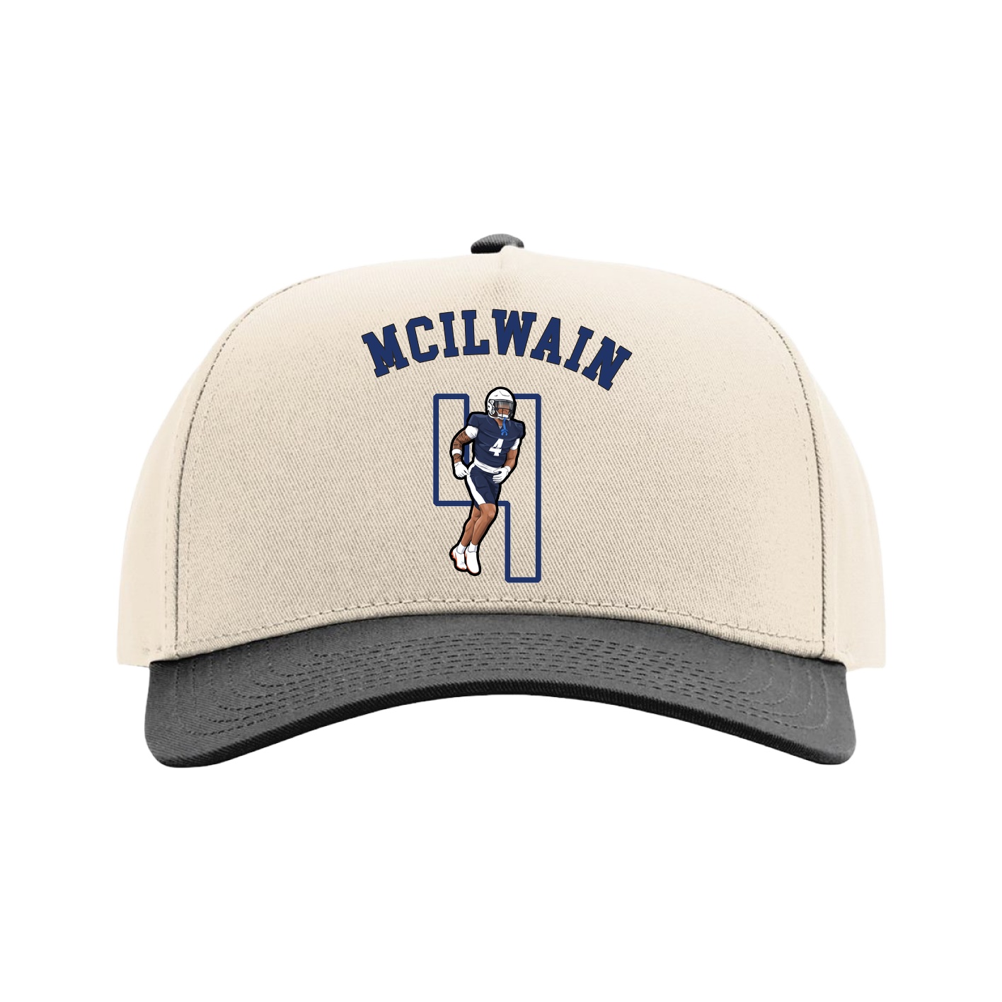 Full Fabric Five-Panel Champ Cap — Shirsey Arch in Cream/Black