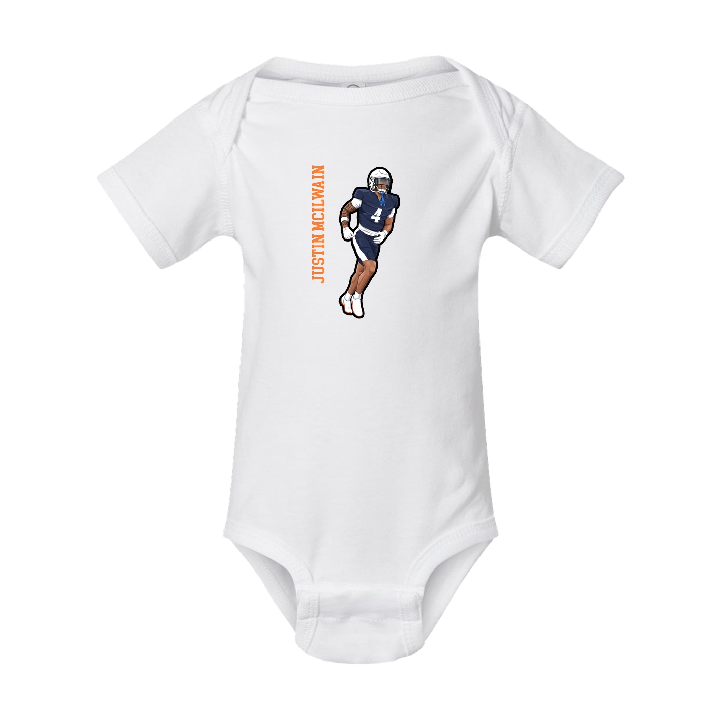 Baby Onesie — Name Vertical in White