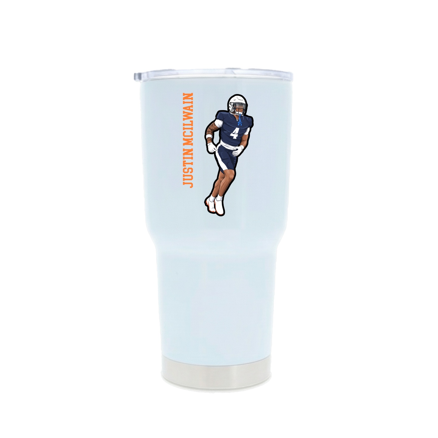 30oz Stainless Steel Tumbler — Name Vertical in White