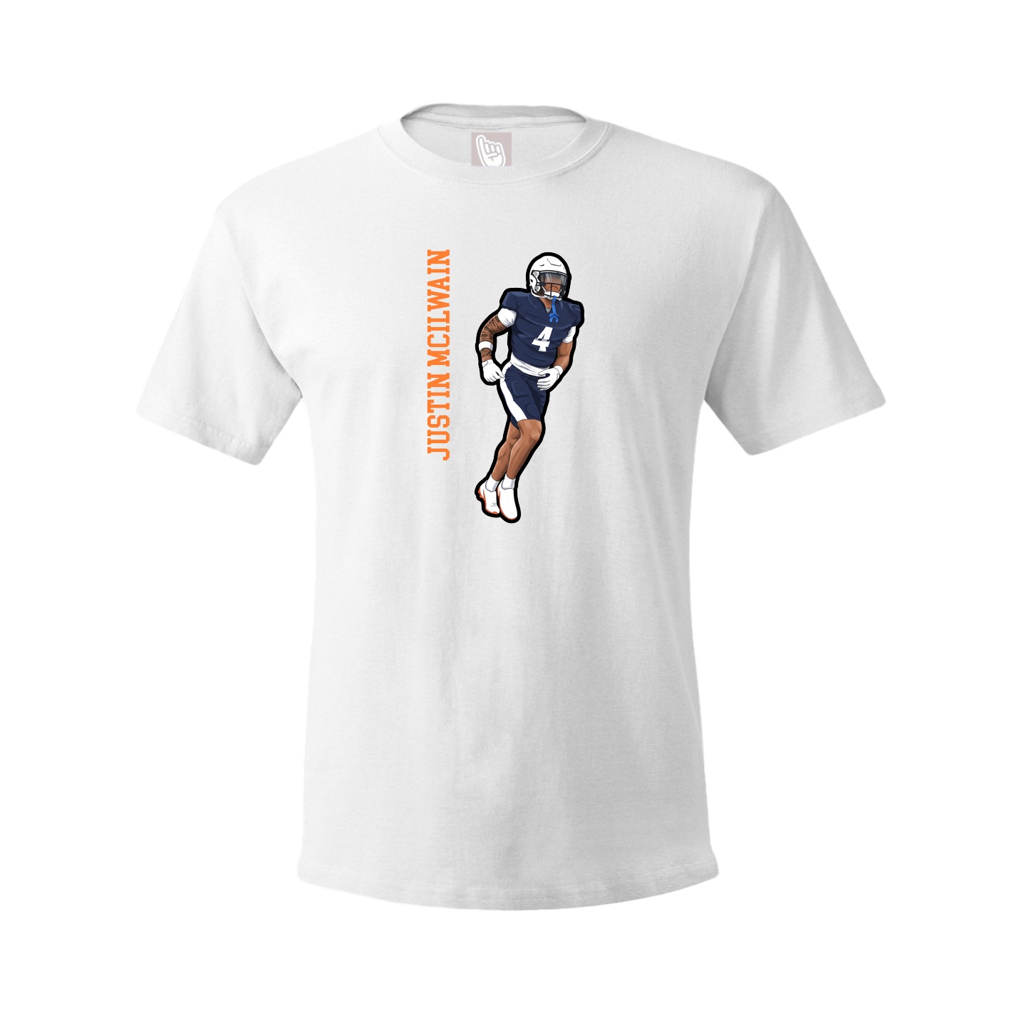 Youth Tee — Name Vertical in White