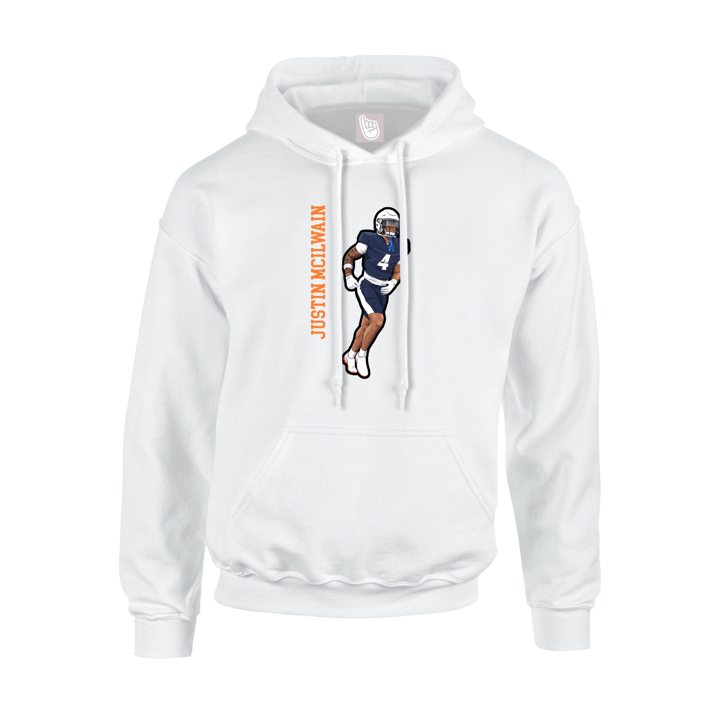 Hoodie — Name Vertical in White
