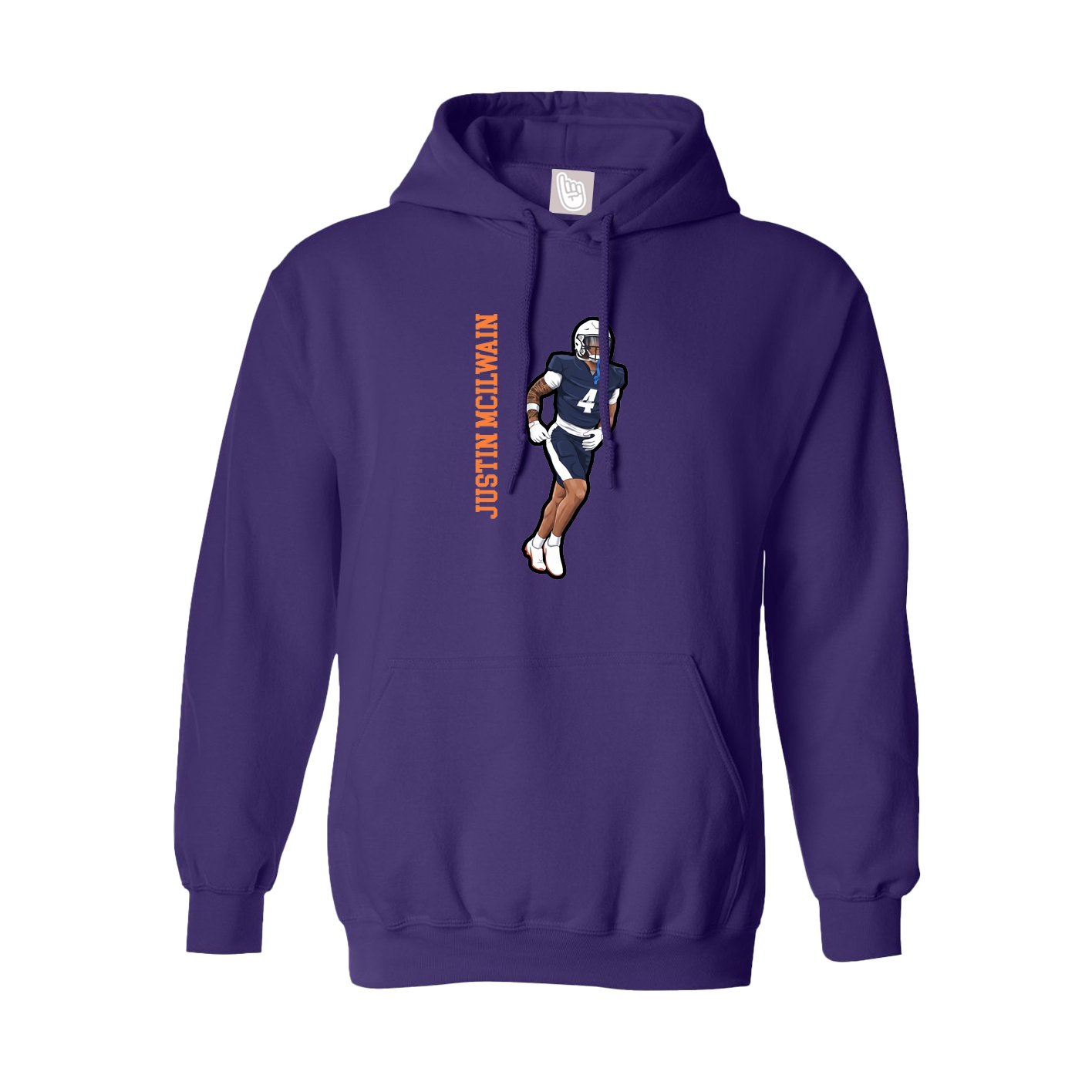 Youth Hoodie — Name Vertical in Purple