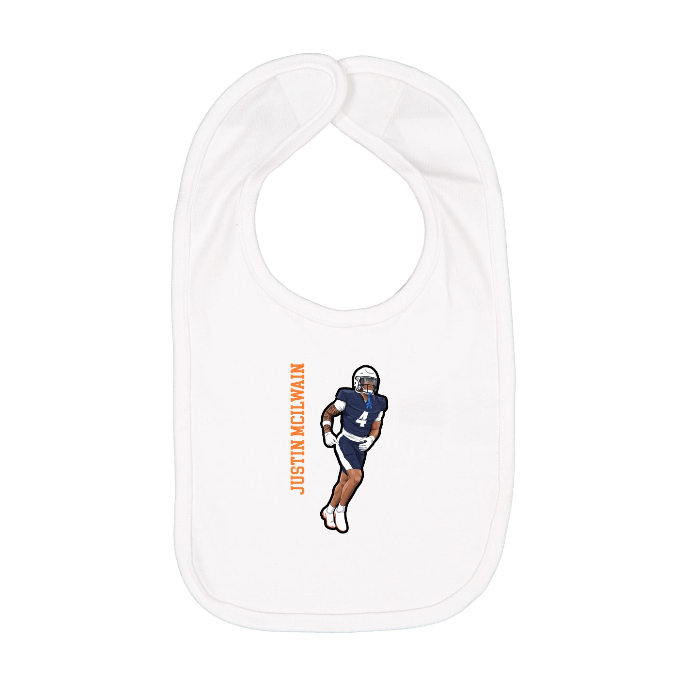Infant Bib — Name Vertical in White