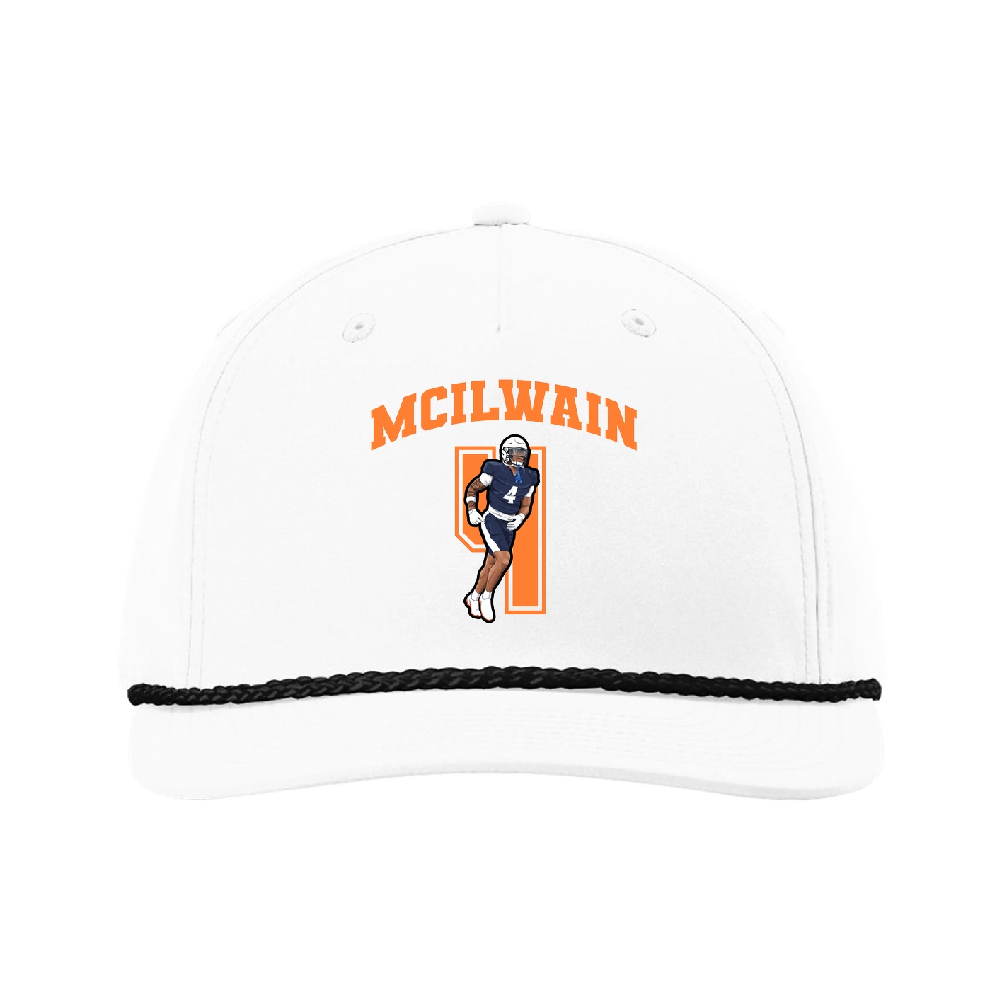 Five-Panel Classic Rope Cap — Number in White