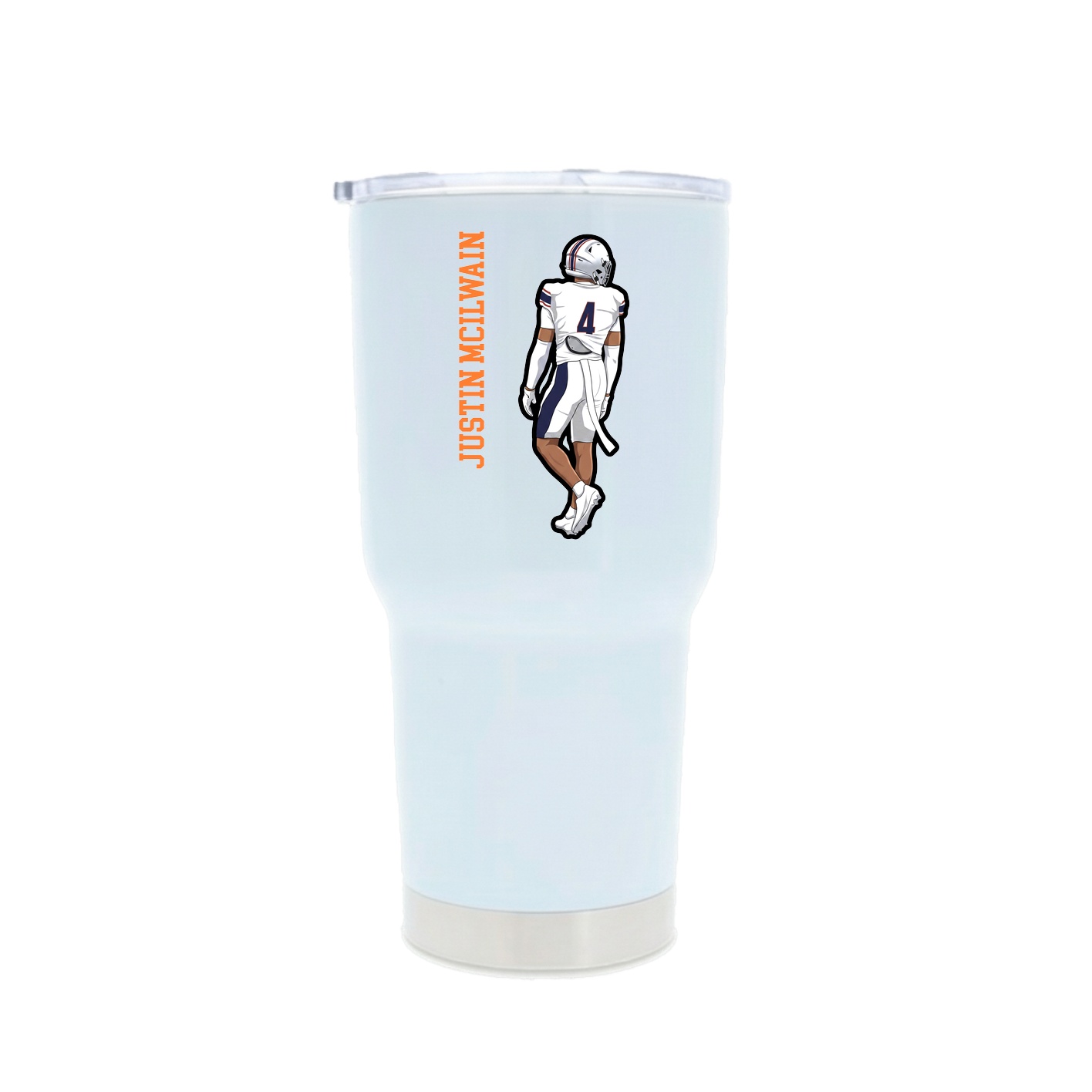30oz Stainless Steel Tumbler — Name Vertical in White