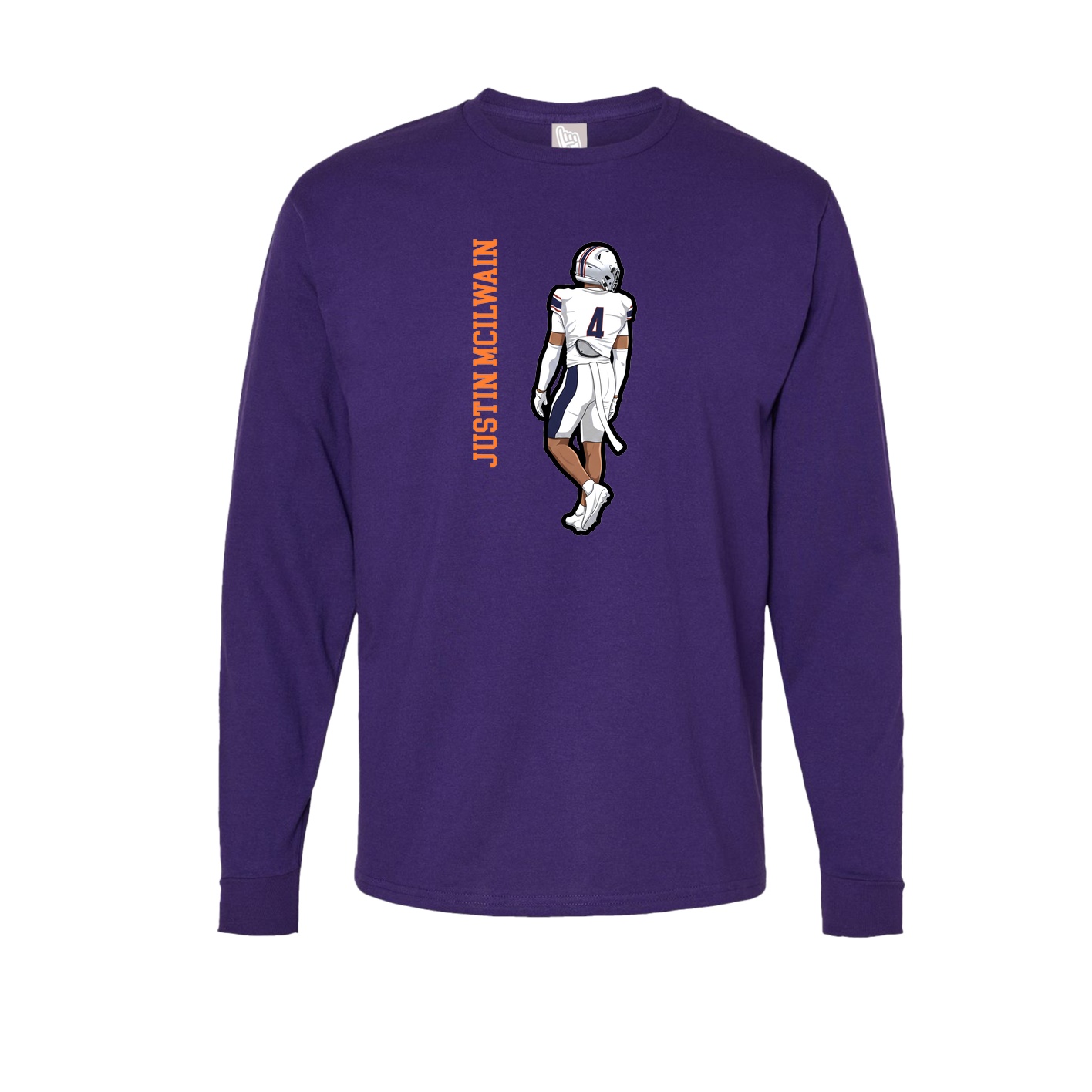 Long Sleeve Tee — Name Vertical in Purple