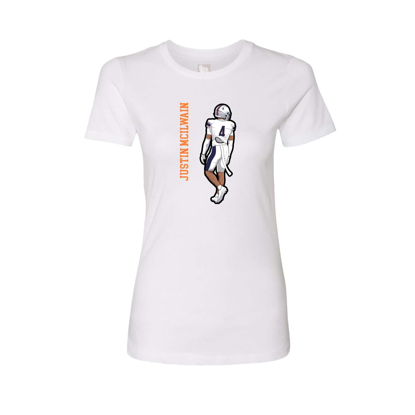 Womens Tee — Name Vertical in White