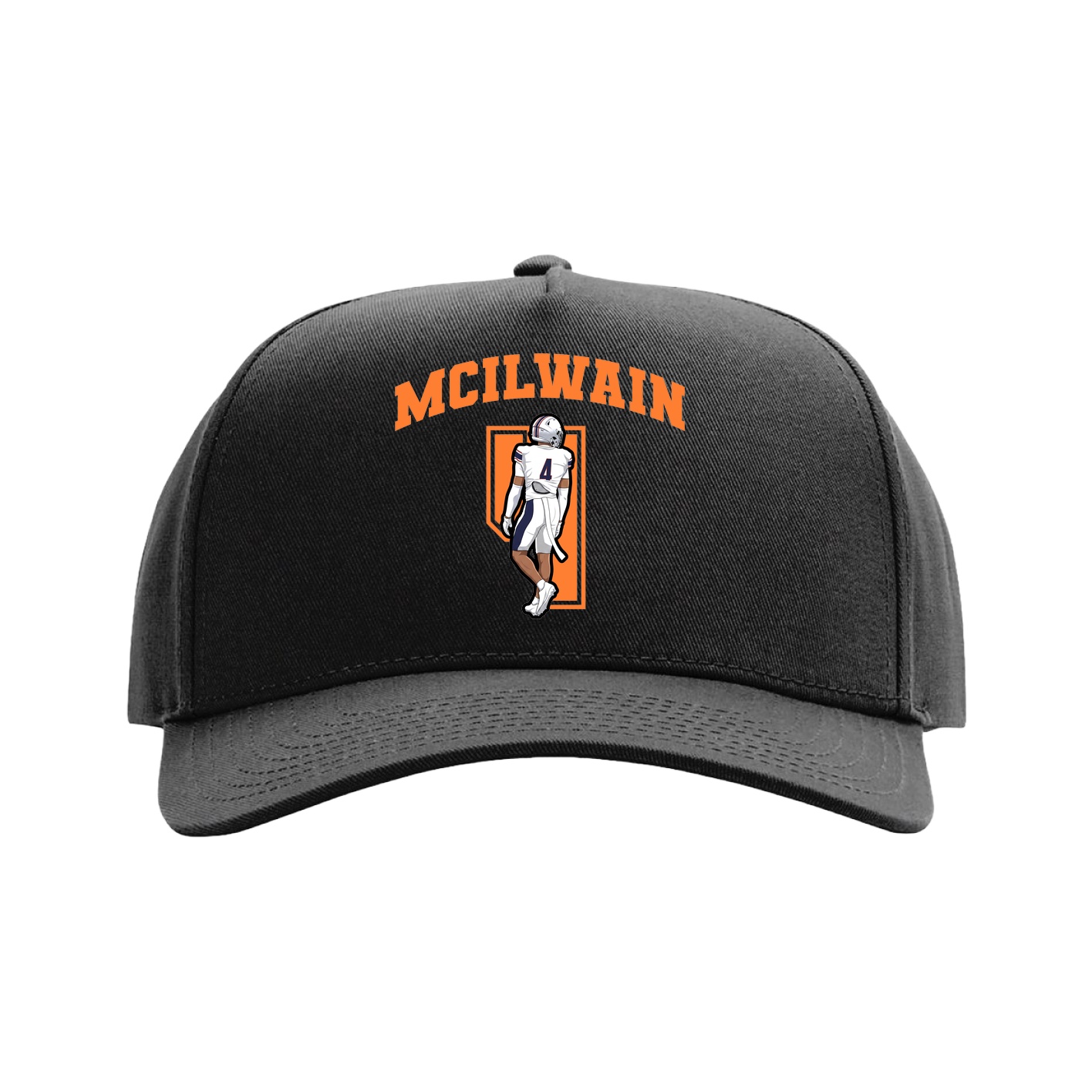 Full Fabric Five-Panel Champ Cap — Number in Black